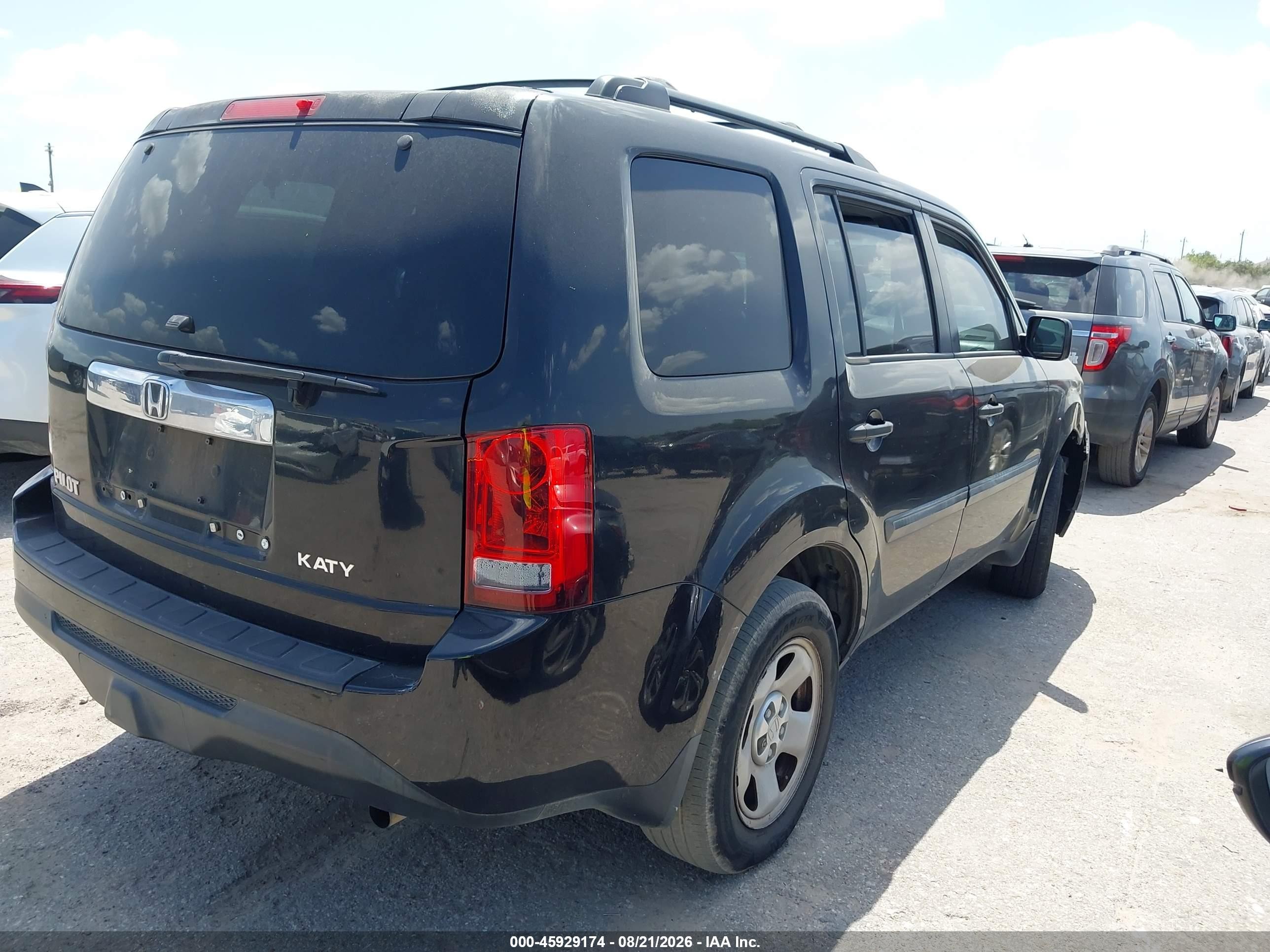 2012 Honda Pilot Lx Black vin: 5FNYF3H27CB035214