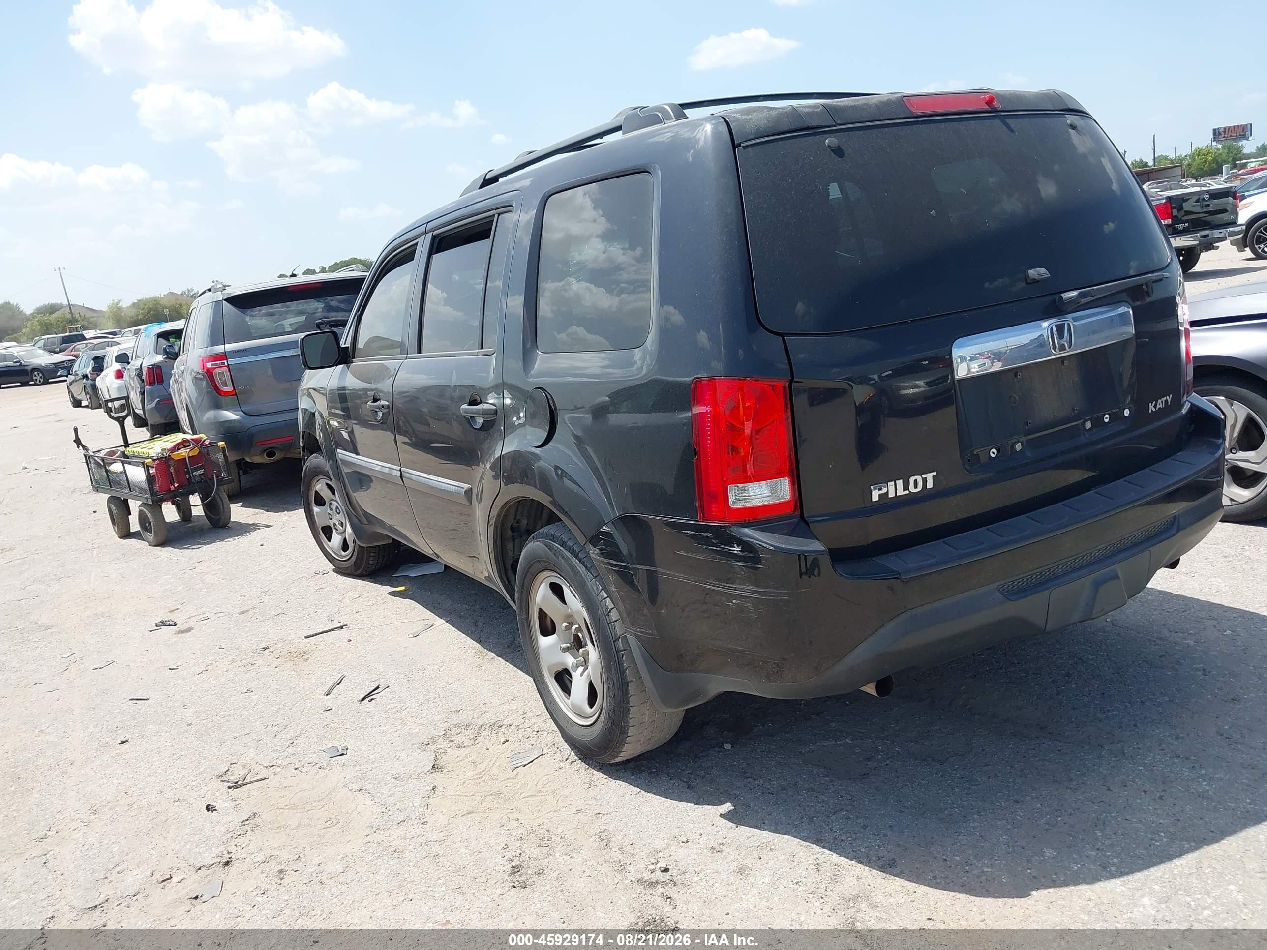 2012 Honda Pilot Lx Black vin: 5FNYF3H27CB035214