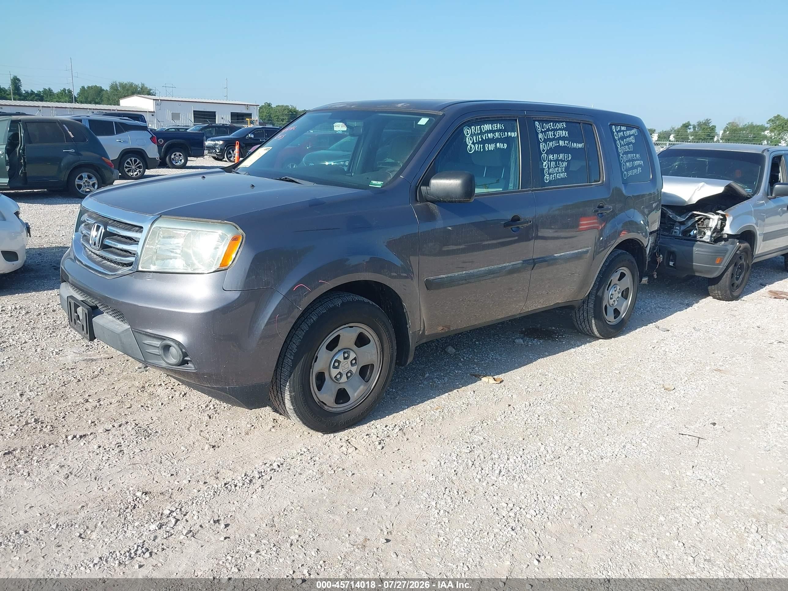2014 Honda Pilot Lx Gray vin: 5FNYF3H27EB007061