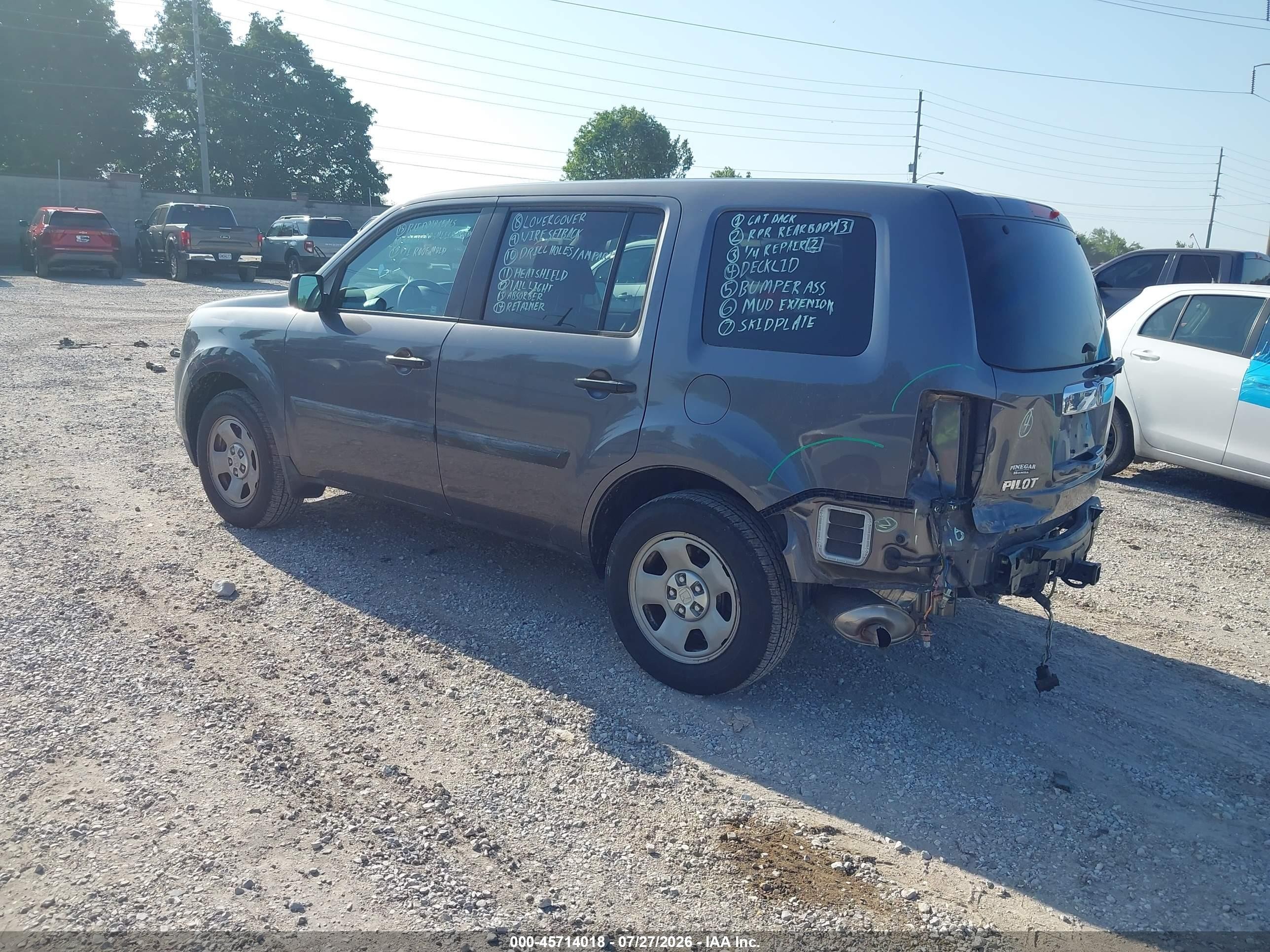 2014 Honda Pilot Lx Gray vin: 5FNYF3H27EB007061