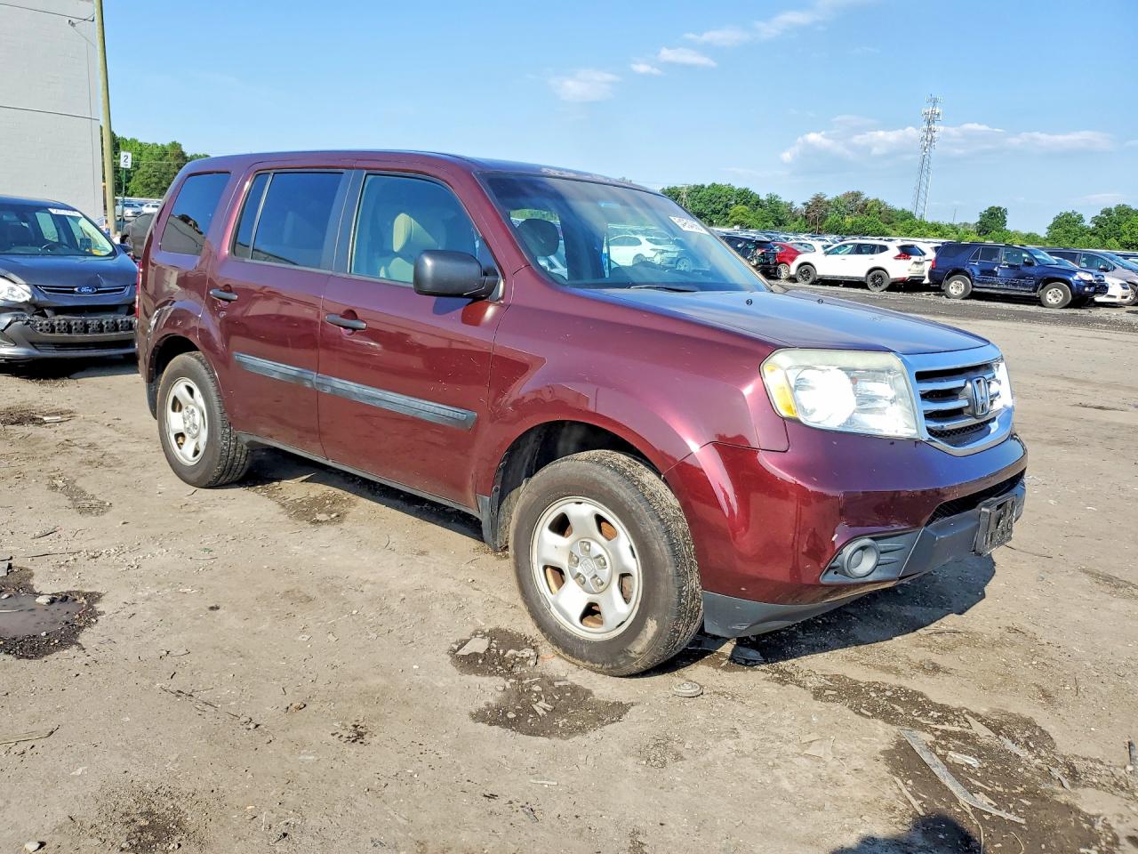 2014 Honda Pilot Lx Burgundy vin: 5FNYF3H27EB010865
