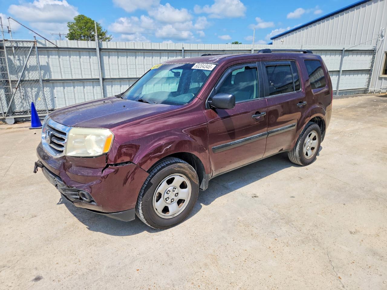 2013 Honda Pilot Lx Burgundy vin: 5FNYF3H28DB002000