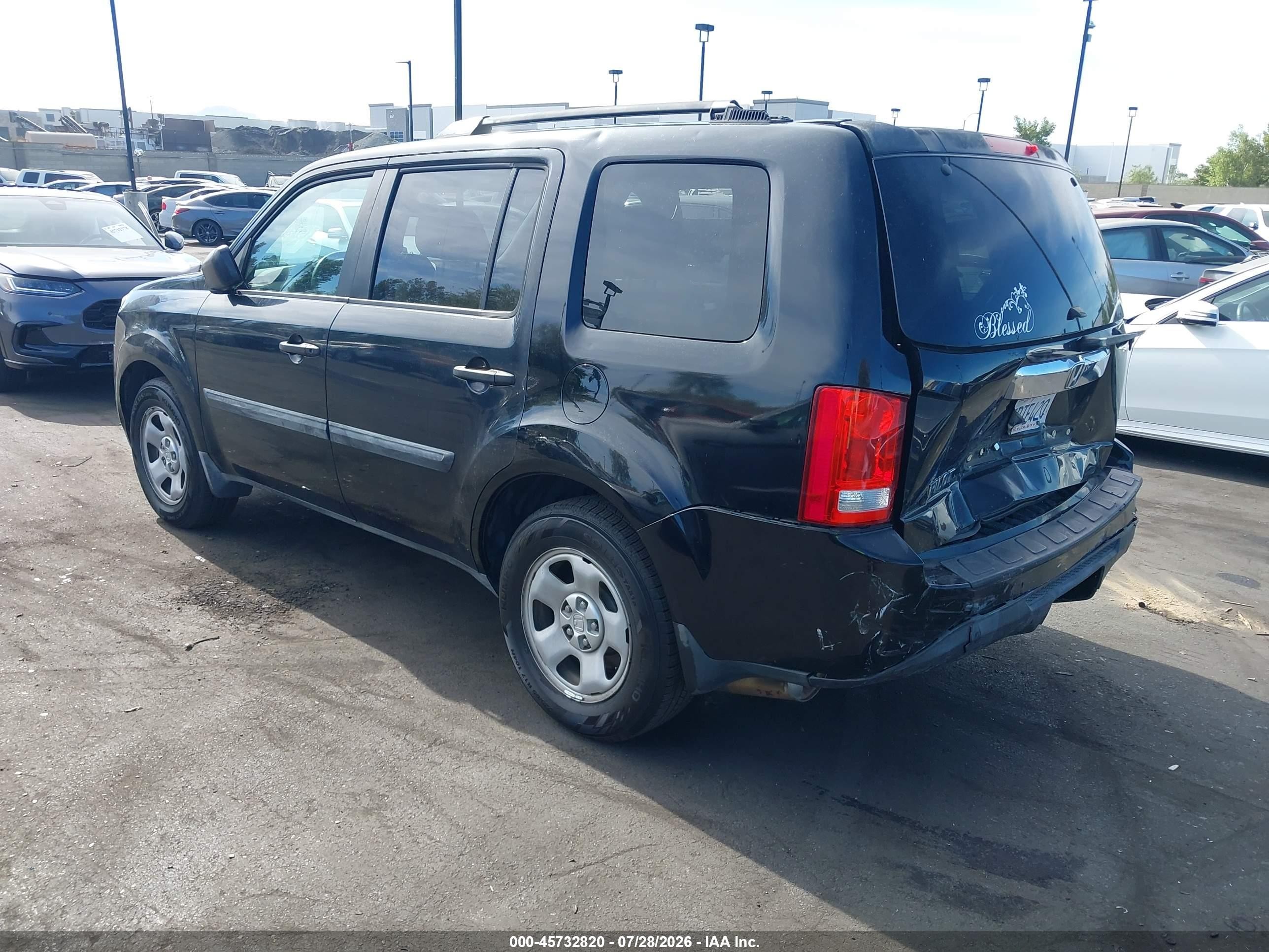 2013 Honda Pilot Lx Черный vin: 5FNYF3H28DB036809
