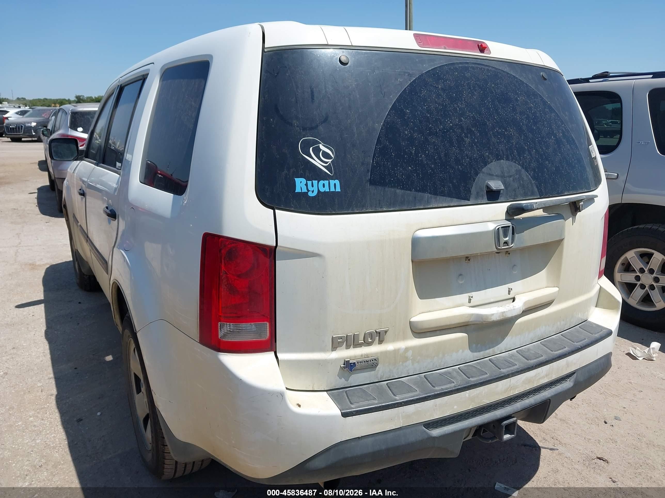2013 Honda Pilot Lx White vin: 5FNYF3H2XDB035578
