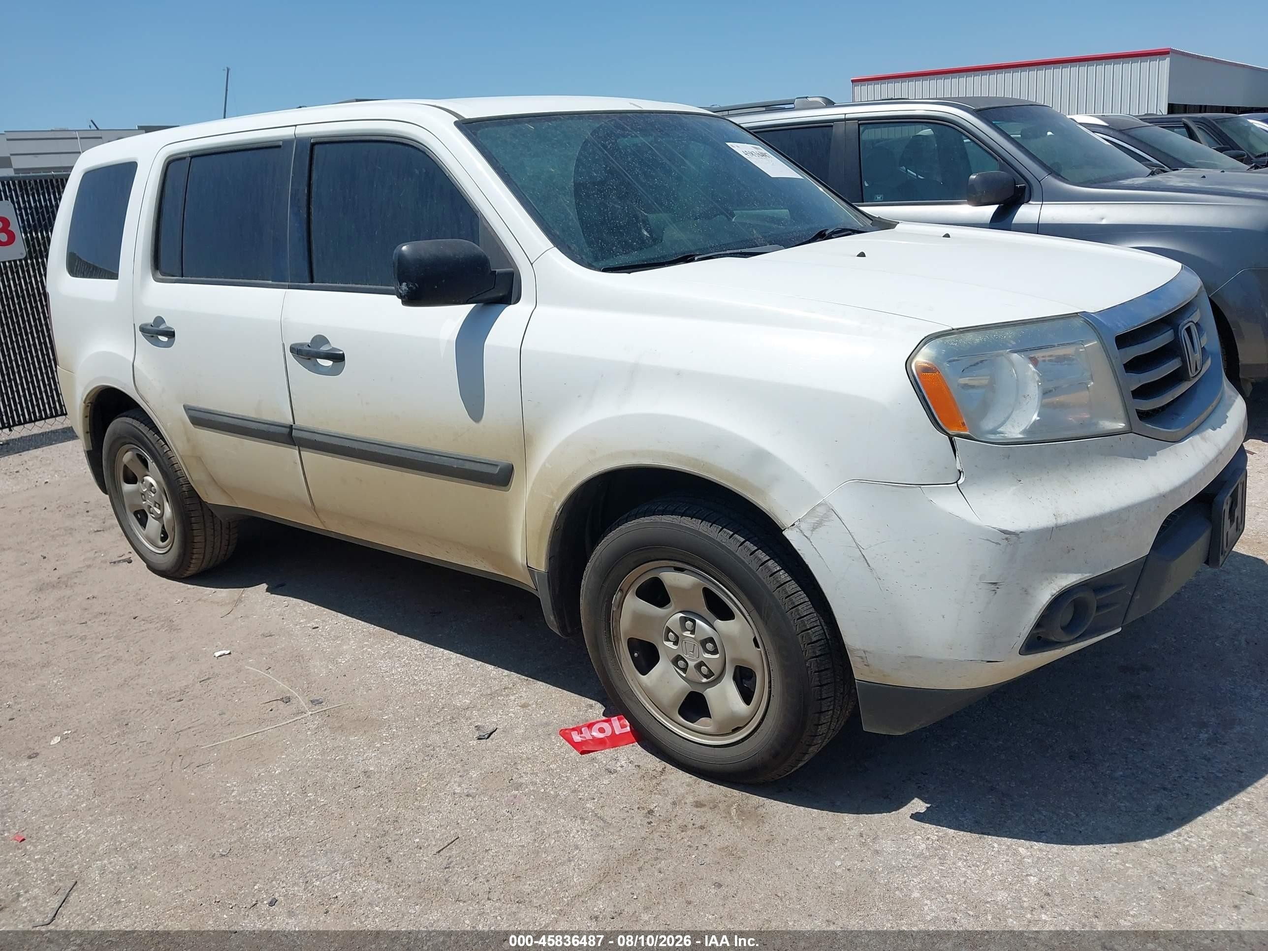 2013 Honda Pilot Lx White vin: 5FNYF3H2XDB035578