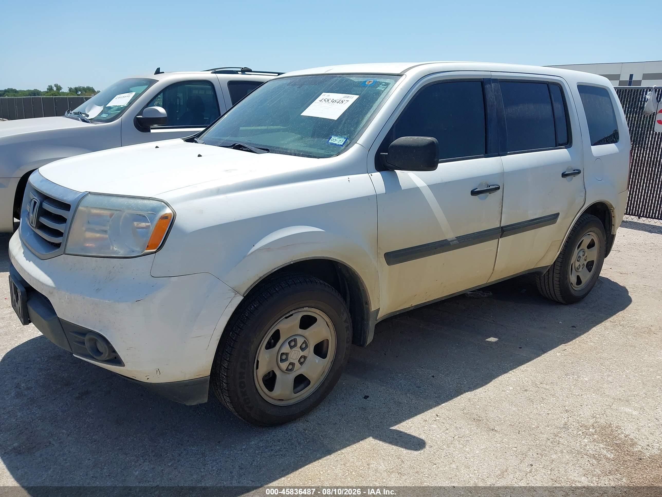 2013 Honda Pilot Lx White vin: 5FNYF3H2XDB035578