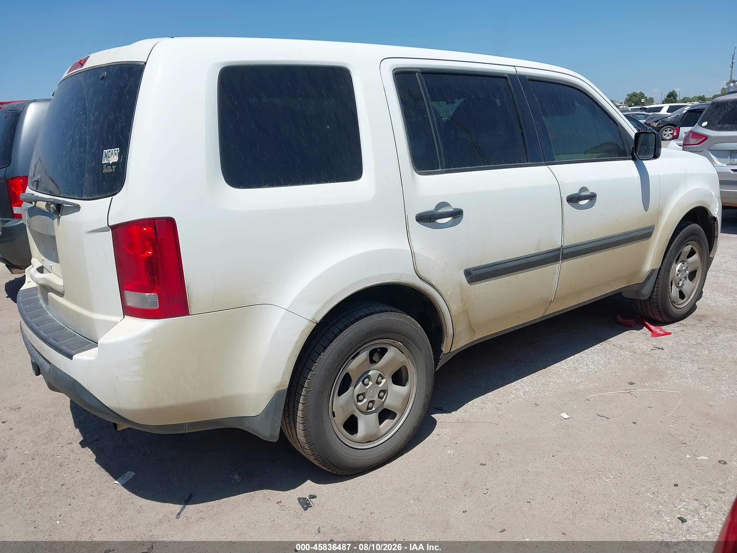 2013 Honda Pilot Lx White vin: 5FNYF3H2XDB035578