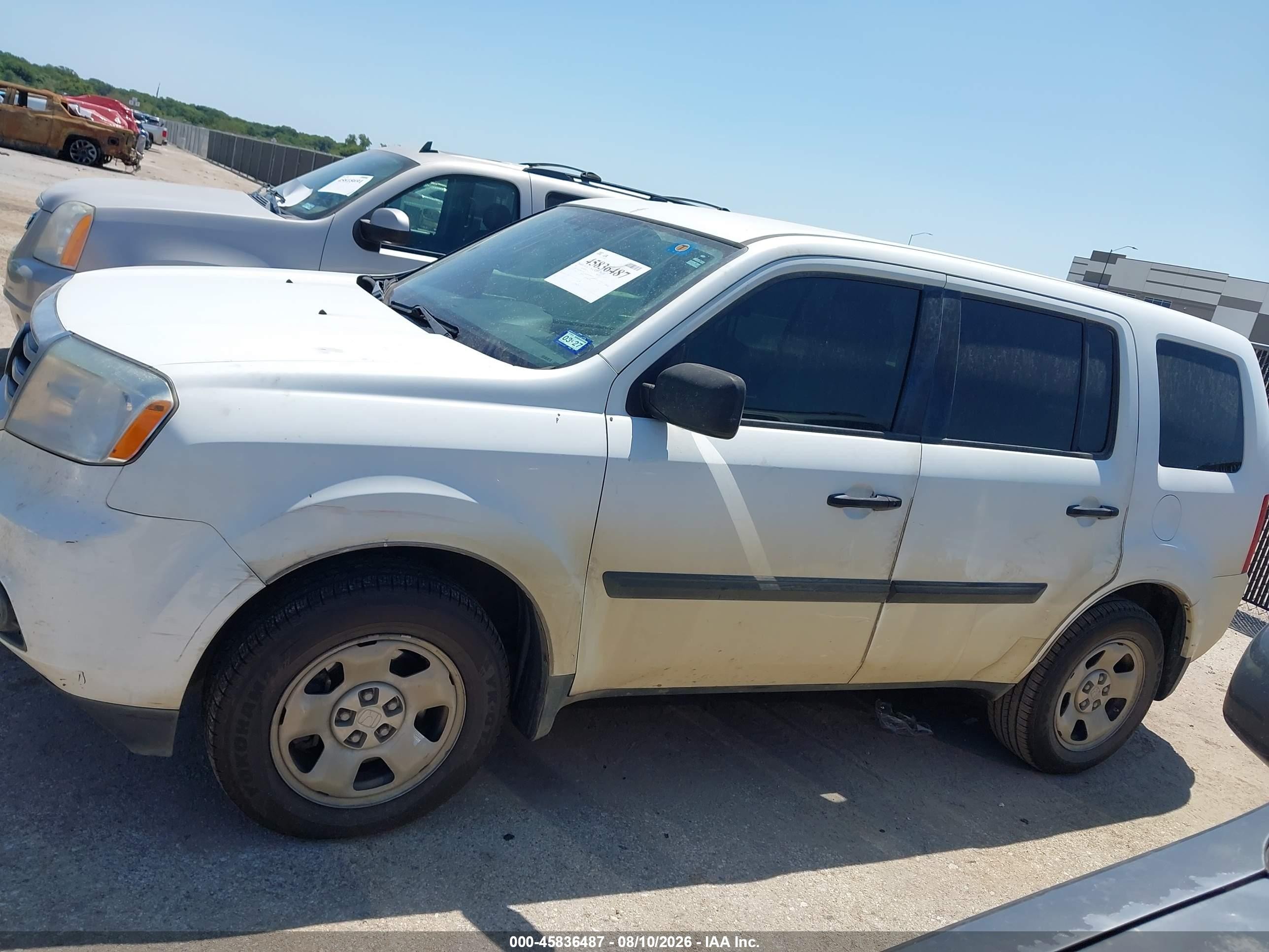 2013 Honda Pilot Lx White vin: 5FNYF3H2XDB035578