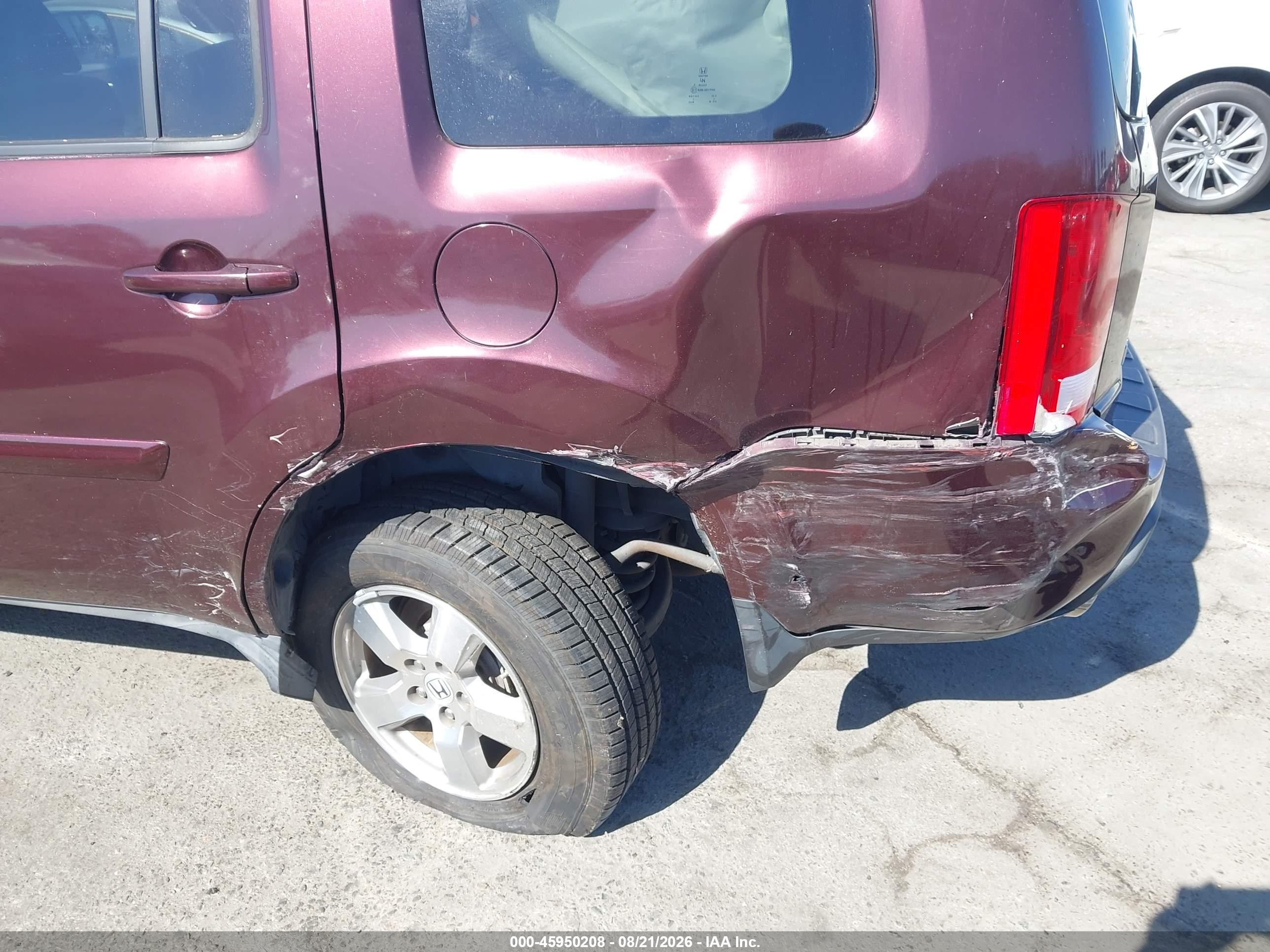 2011 Honda Pilot Ex Burgundy vin: 5FNYF3H41BB047665