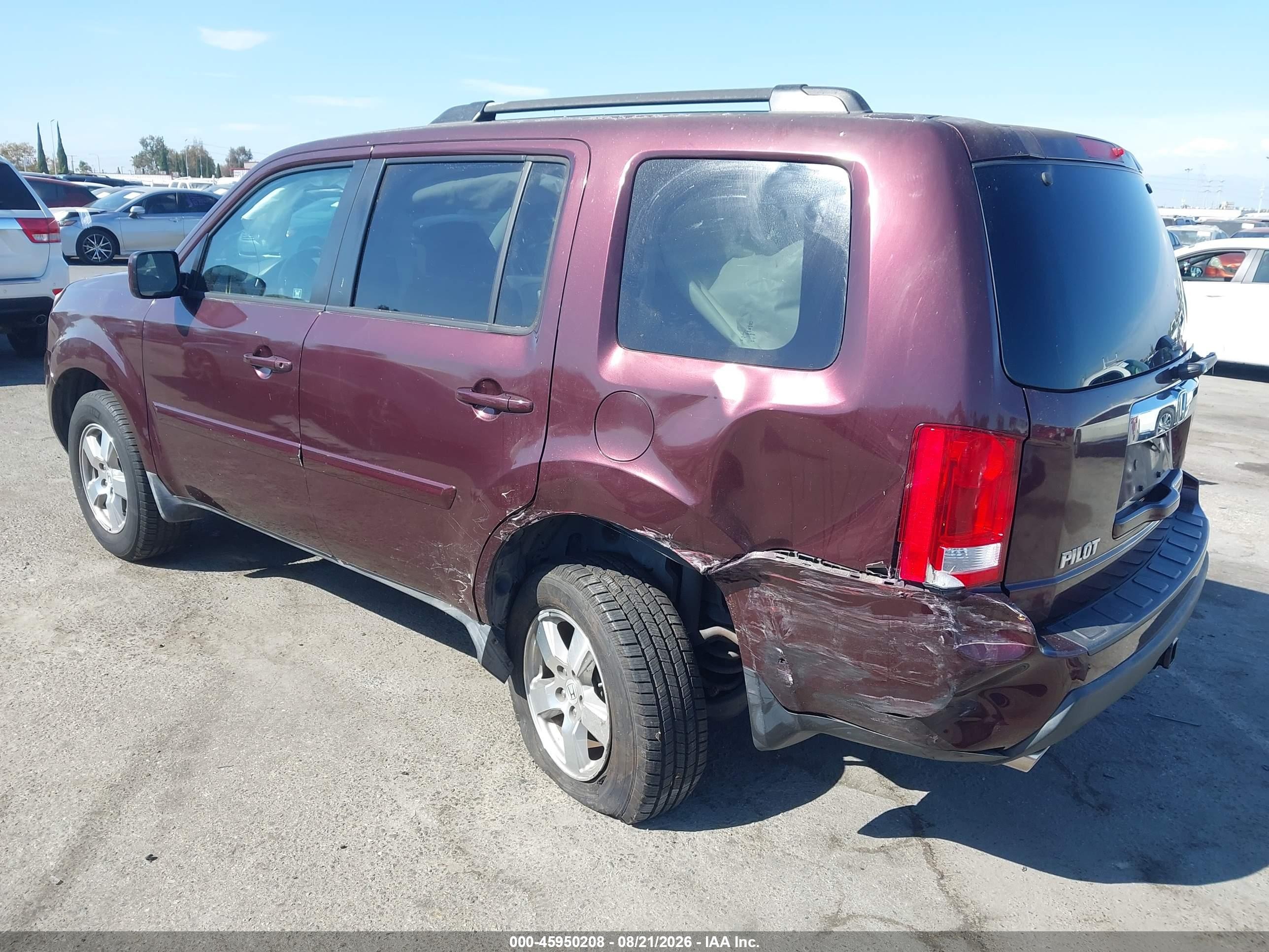 2011 Honda Pilot Ex Burgundy vin: 5FNYF3H41BB047665