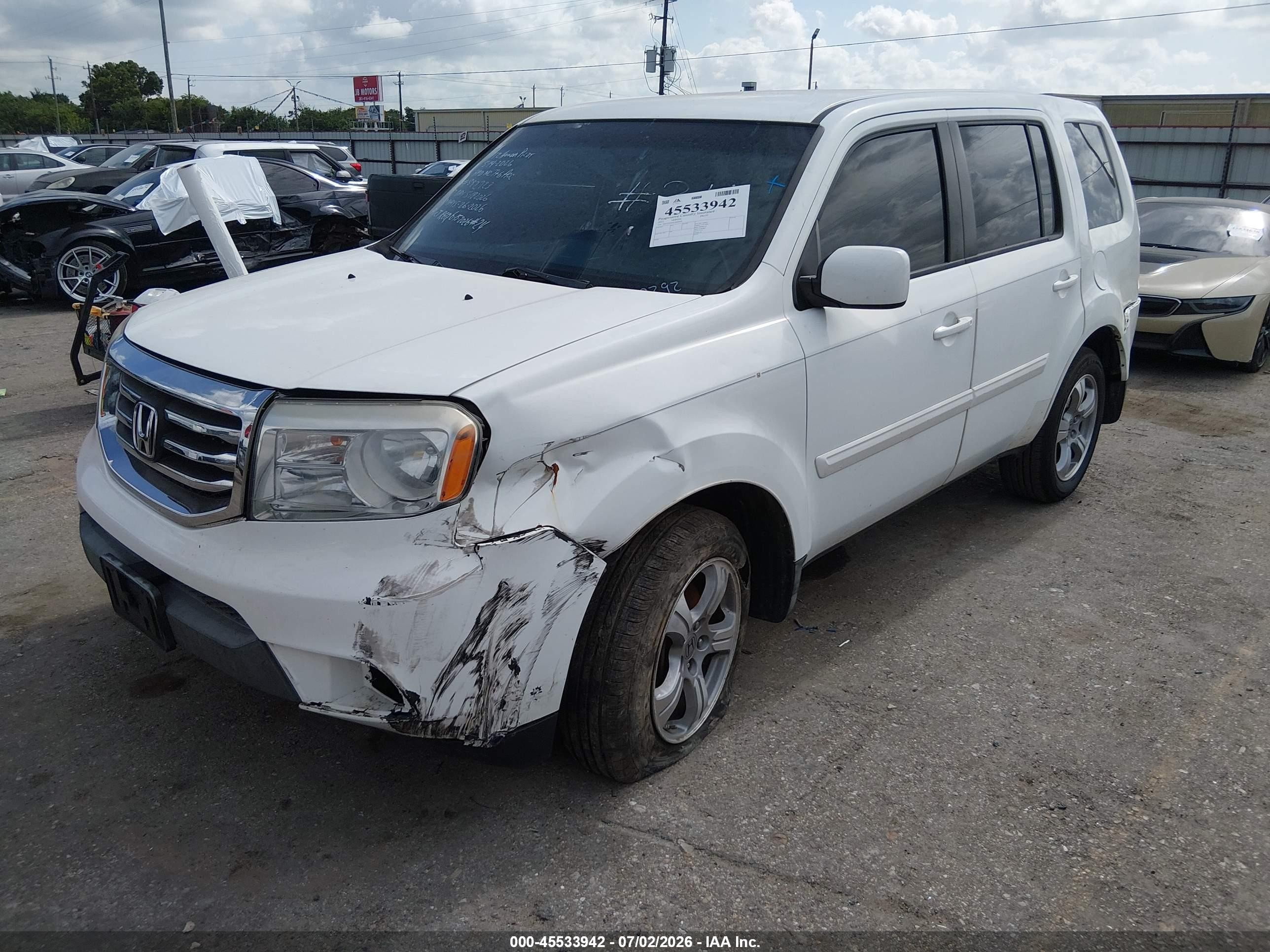 2012 Honda Pilot Ex White vin: 5FNYF3H45CB009292