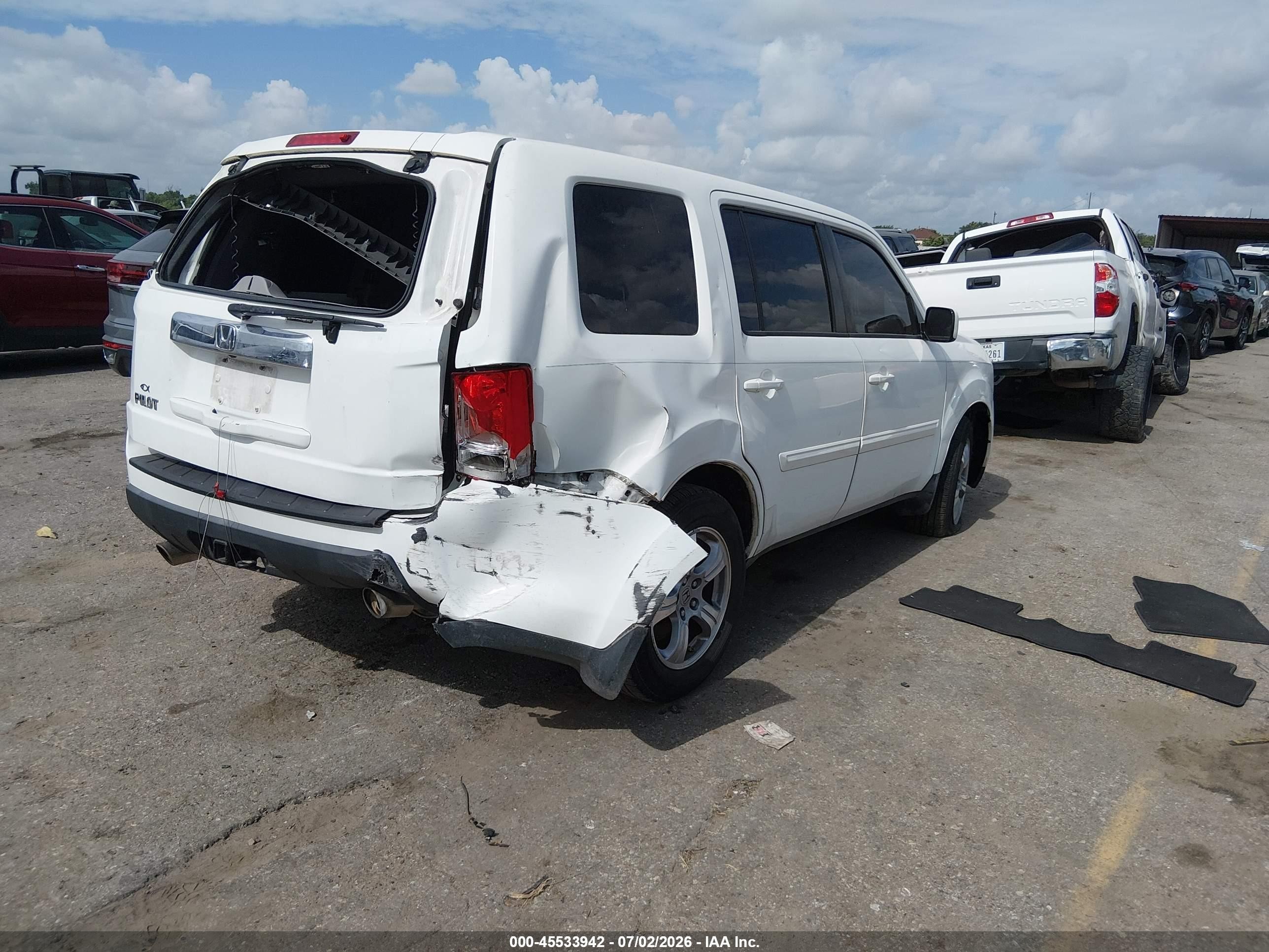 2012 Honda Pilot Ex White vin: 5FNYF3H45CB009292