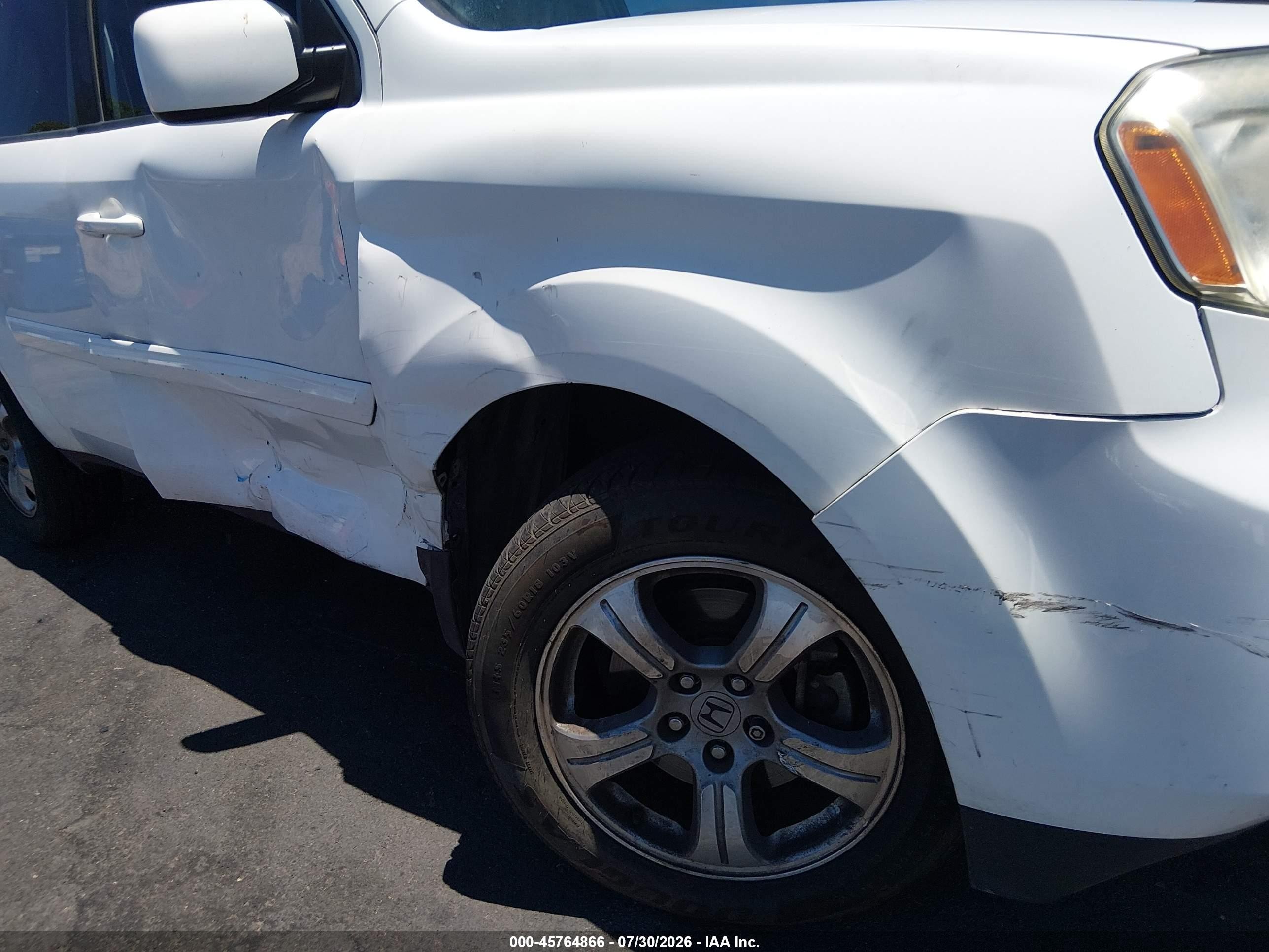 2013 Honda Pilot Ex White vin: 5FNYF3H45DB036879