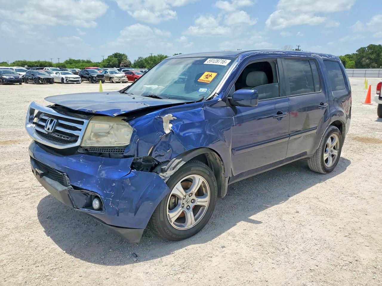 2013 Honda Pilot Ex Blue vin: 5FNYF3H4XDB018605