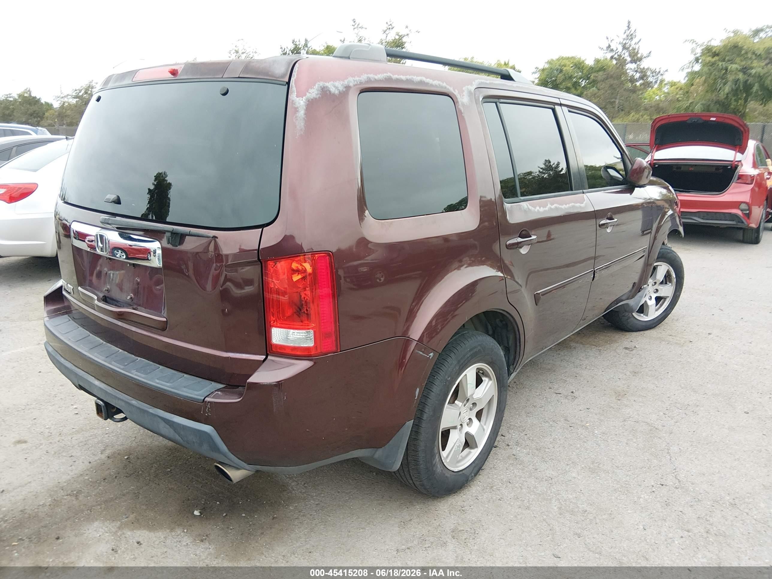 2010 Honda Pilot Ex-l Burgundy vin: 5FNYF3H50AB016477