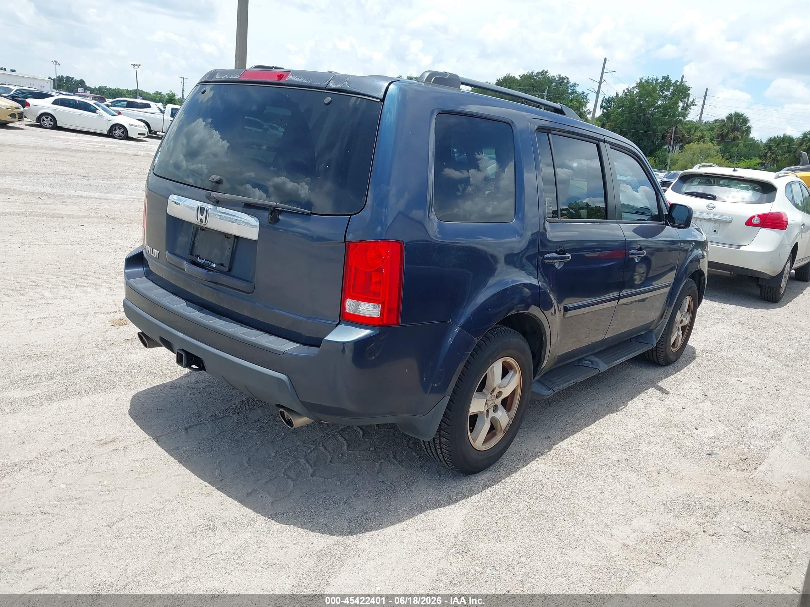 2011 Honda Pilot Ex-l Blue vin: 5FNYF3H50BB052543