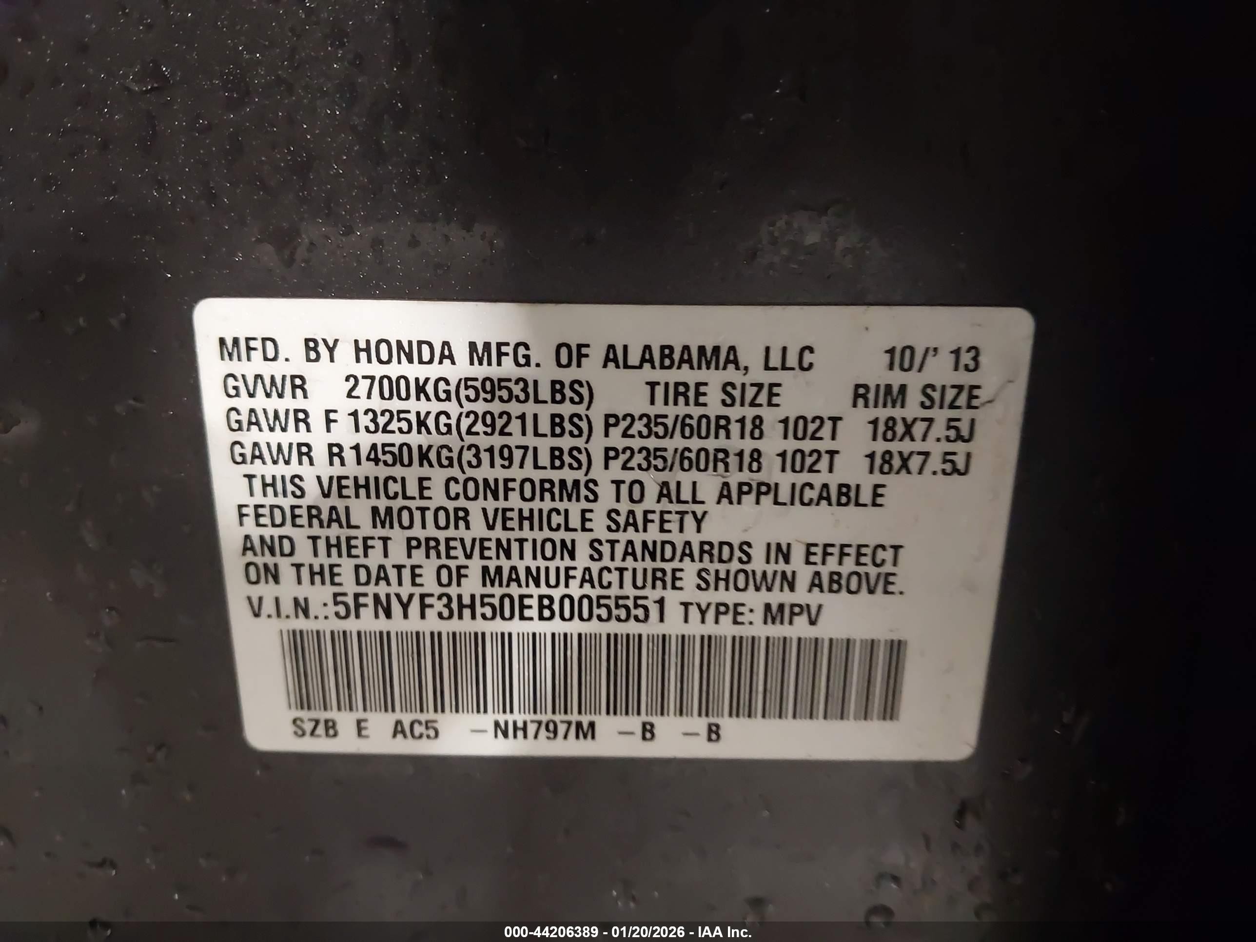 2014 Honda Pilot Ex-l Gray vin: 5FNYF3H50EB005551