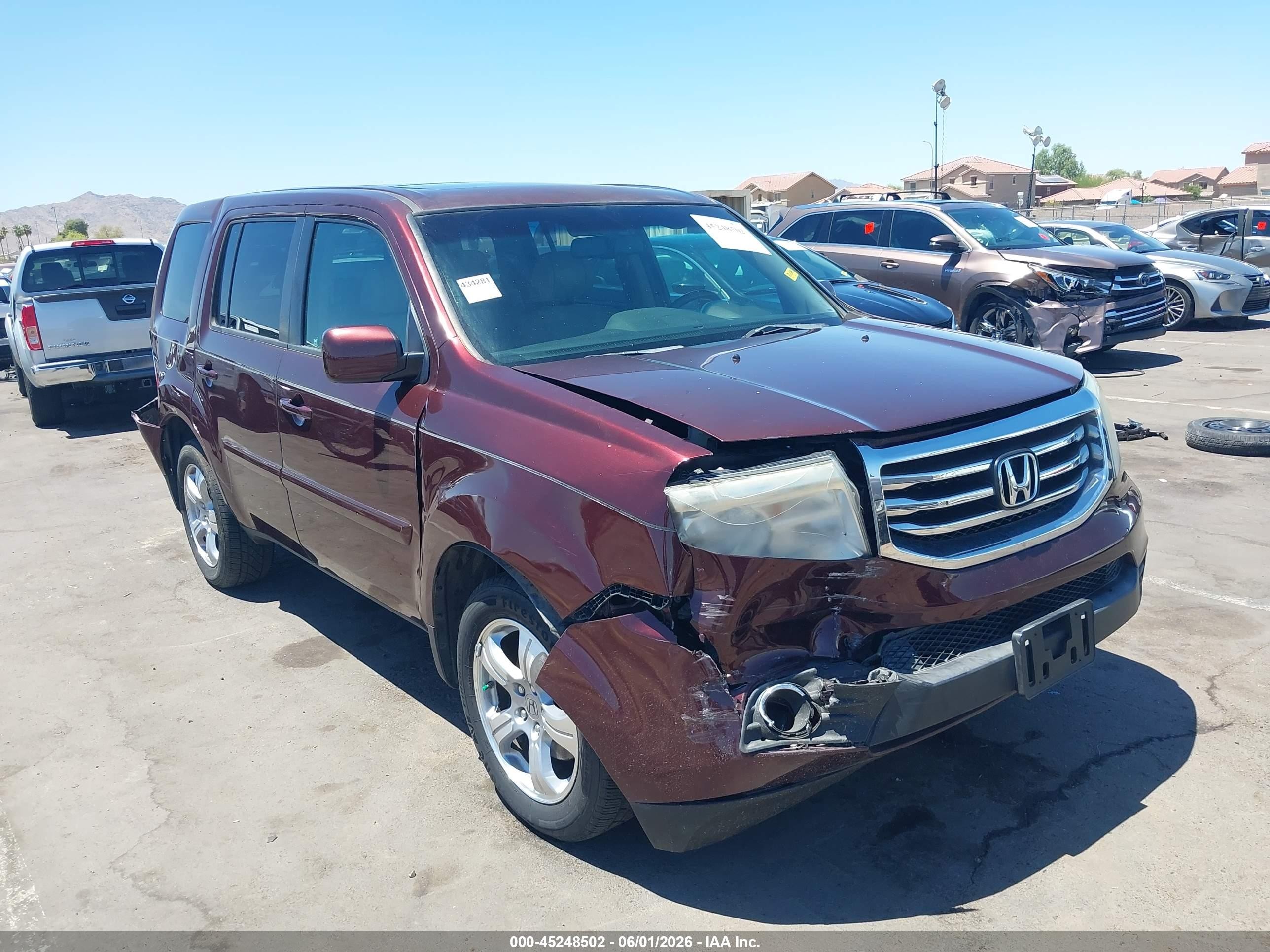 2012 Honda Pilot Ex-l Maroon vin: 5FNYF3H51CB034814
