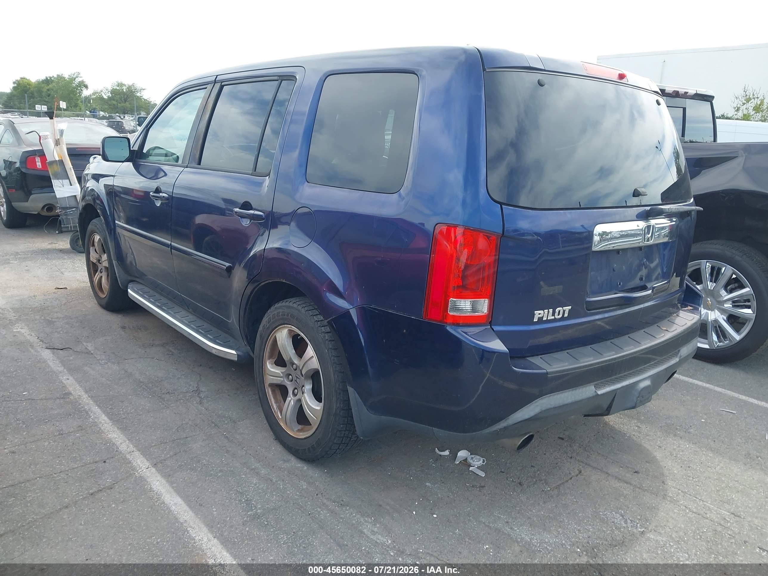 2013 Honda Pilot Ex-l Blue vin: 5FNYF3H51DB006707