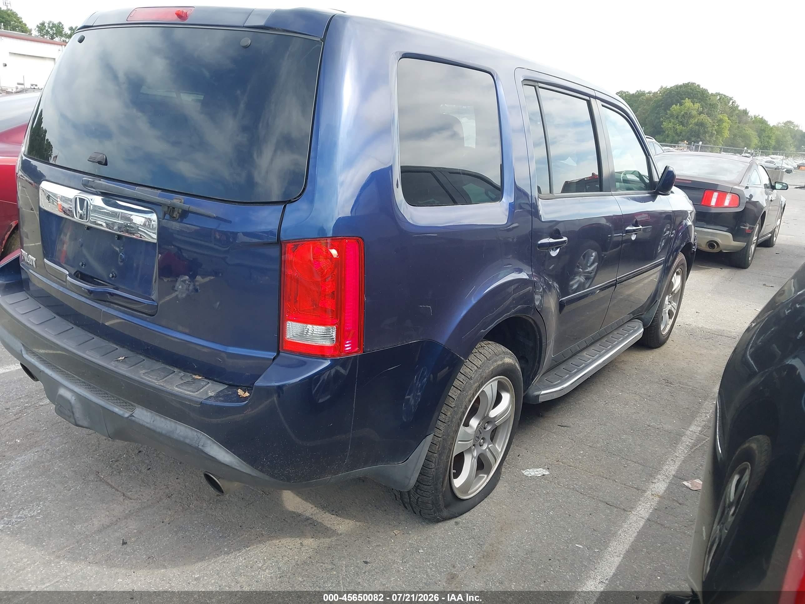 2013 Honda Pilot Ex-l Blue vin: 5FNYF3H51DB006707