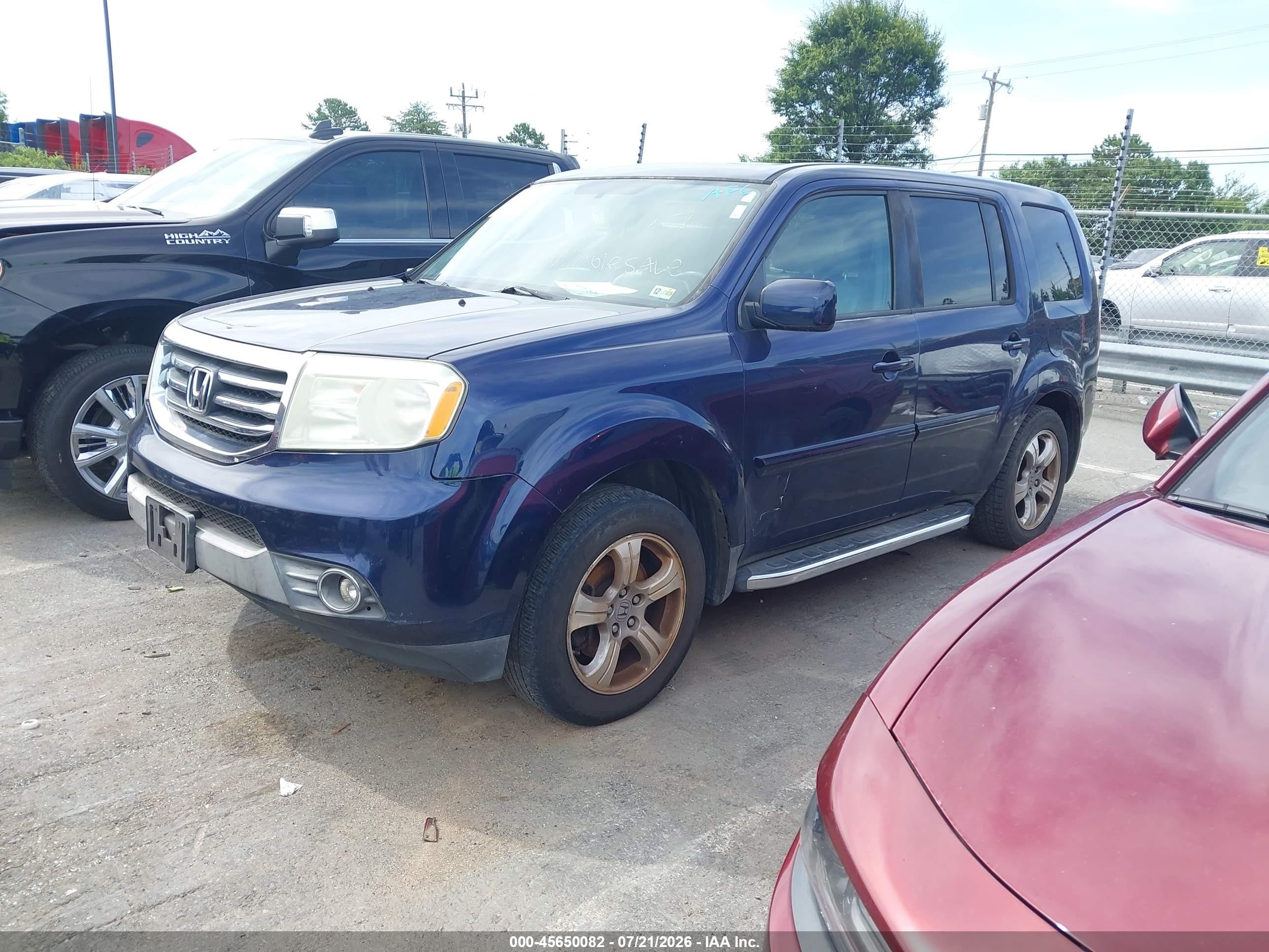 2013 Honda Pilot Ex-l Blue vin: 5FNYF3H51DB006707