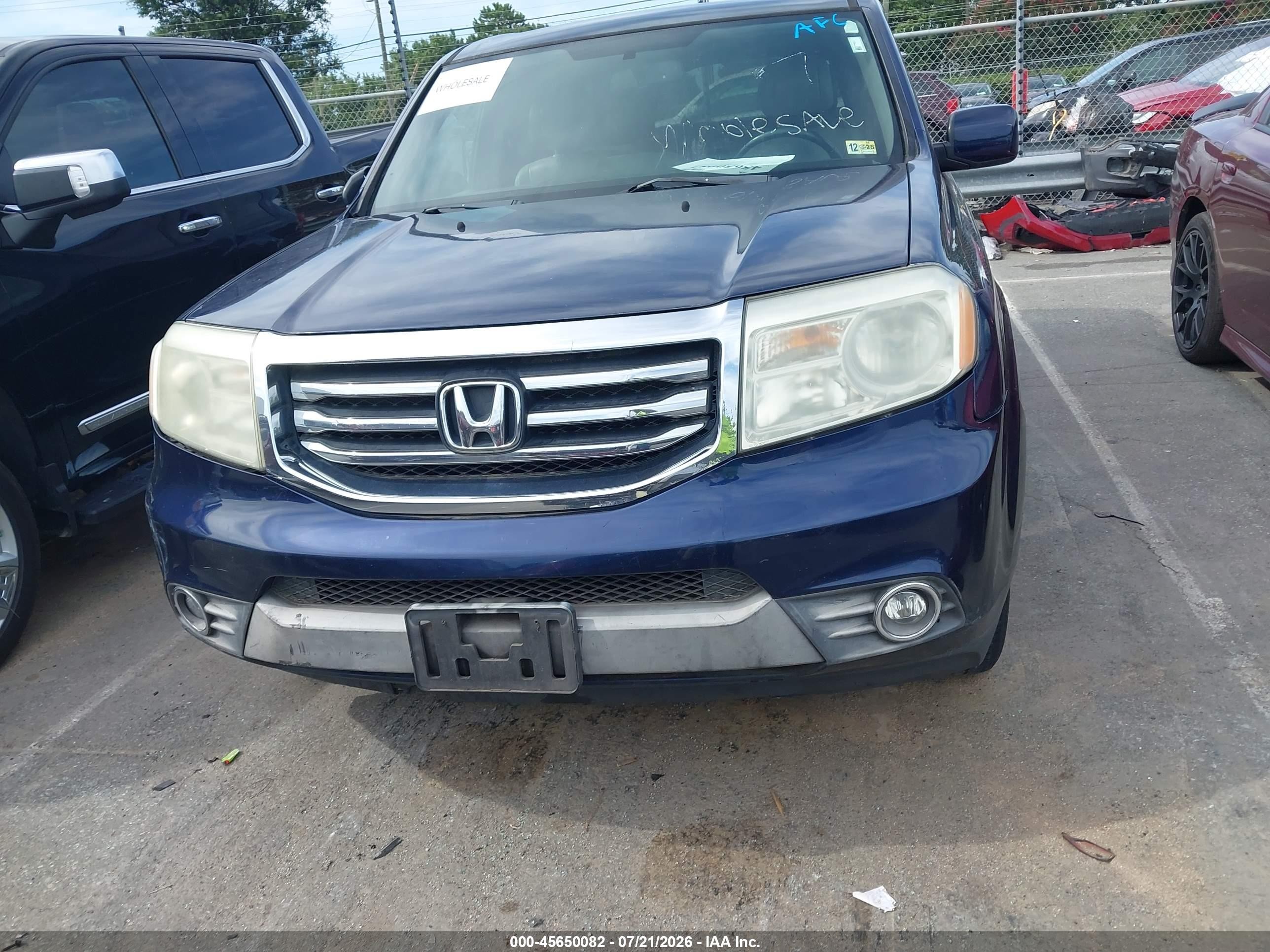 2013 Honda Pilot Ex-l Blue vin: 5FNYF3H51DB006707