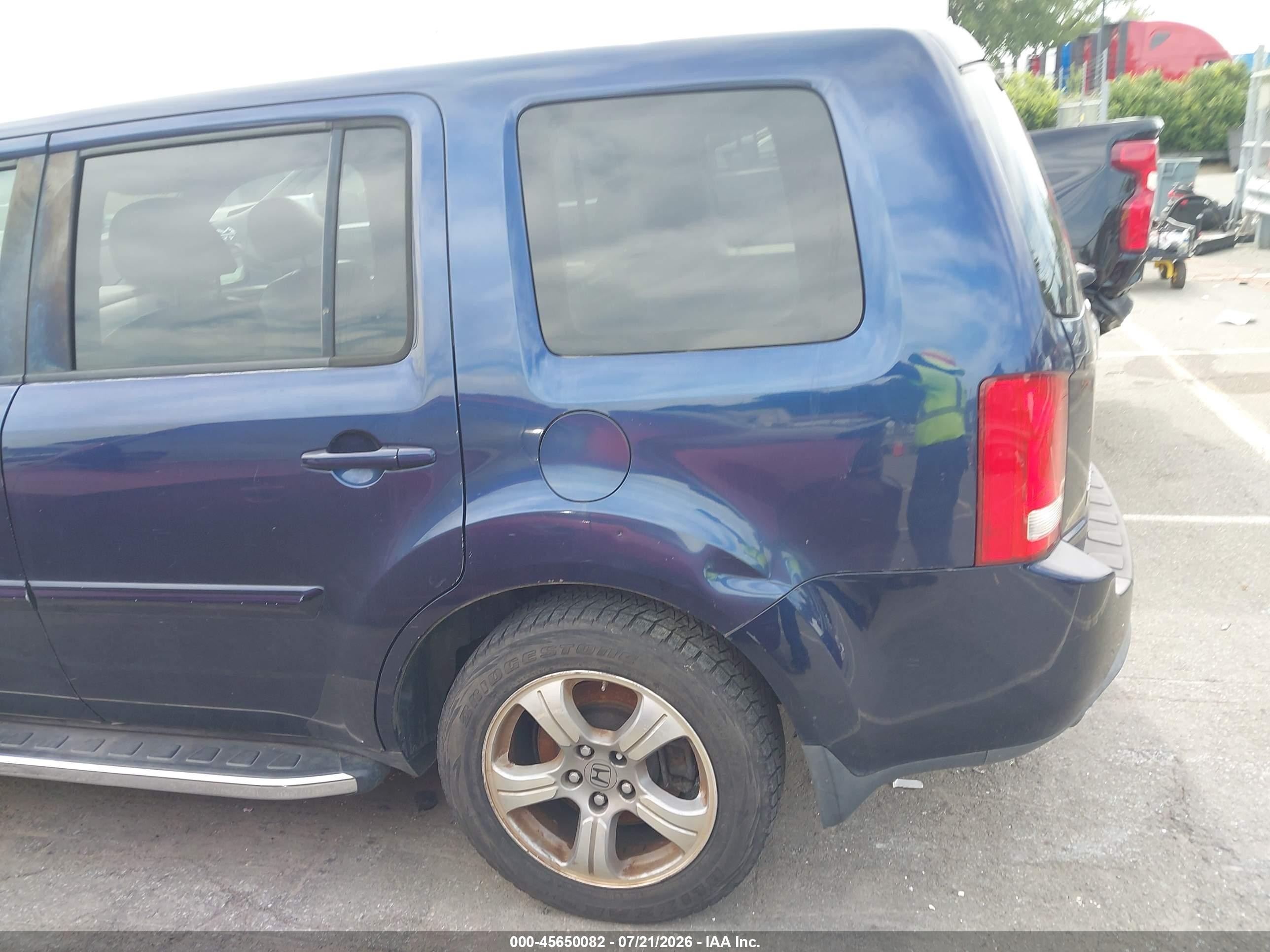 2013 Honda Pilot Ex-l Blue vin: 5FNYF3H51DB006707