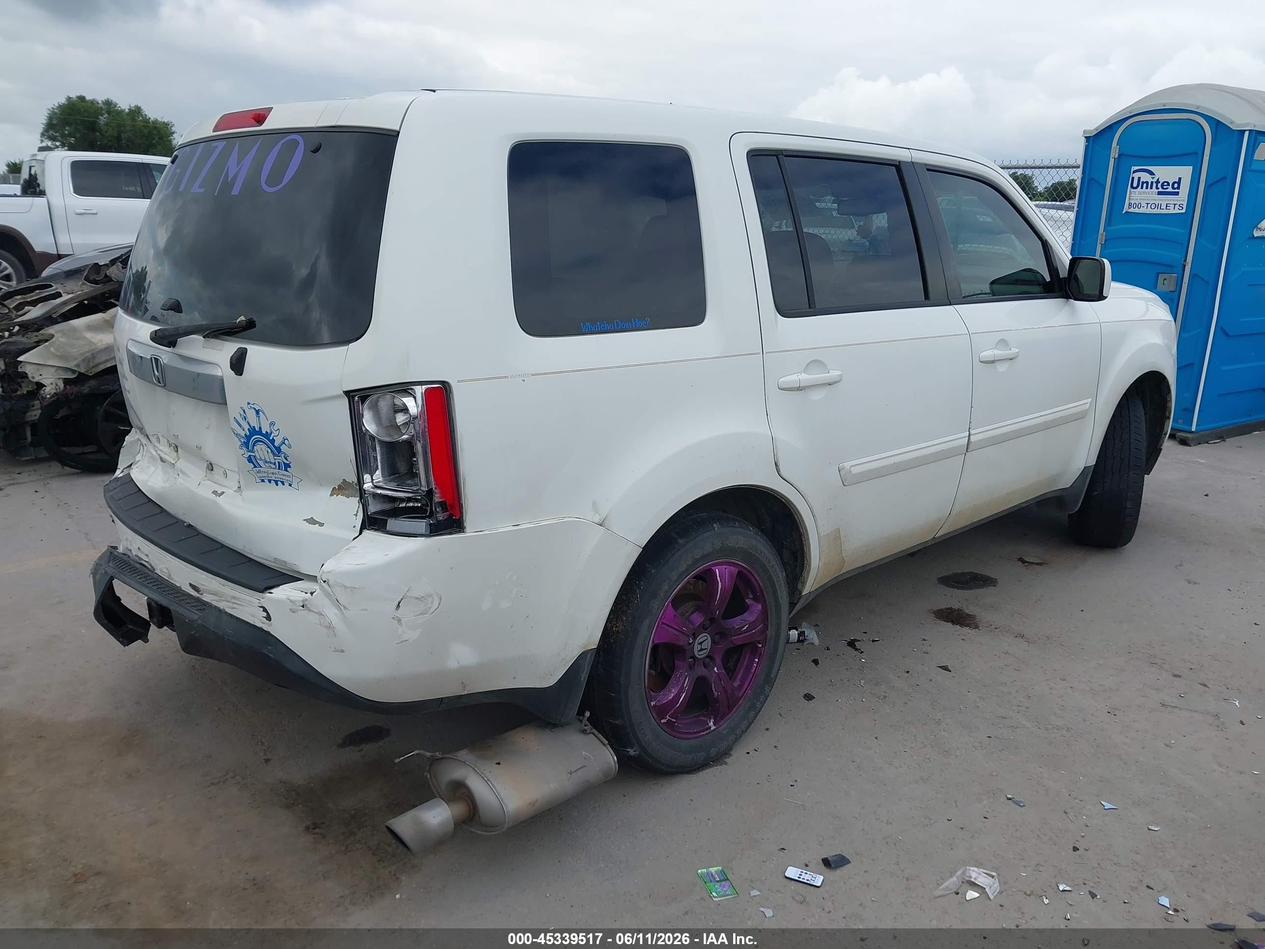 2013 Honda Pilot Ex-l White vin: 5FNYF3H51DB013656