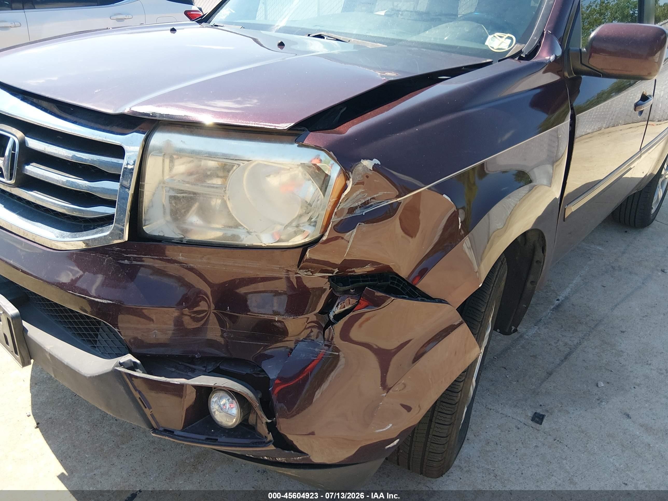 2014 Honda Pilot Ex-l Burgundy vin: 5FNYF3H51EB001640