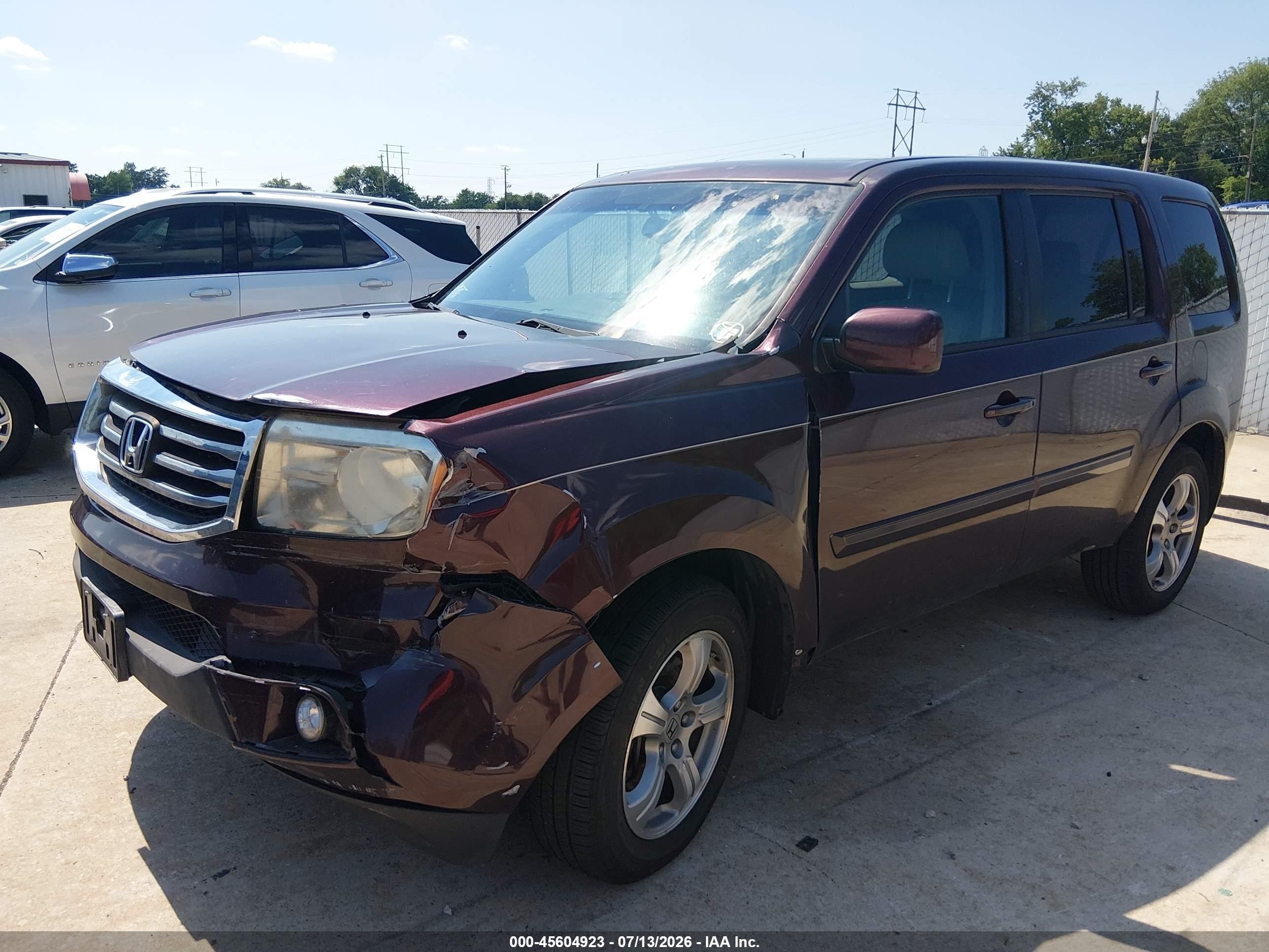 2014 Honda Pilot Ex-l Burgundy vin: 5FNYF3H51EB001640