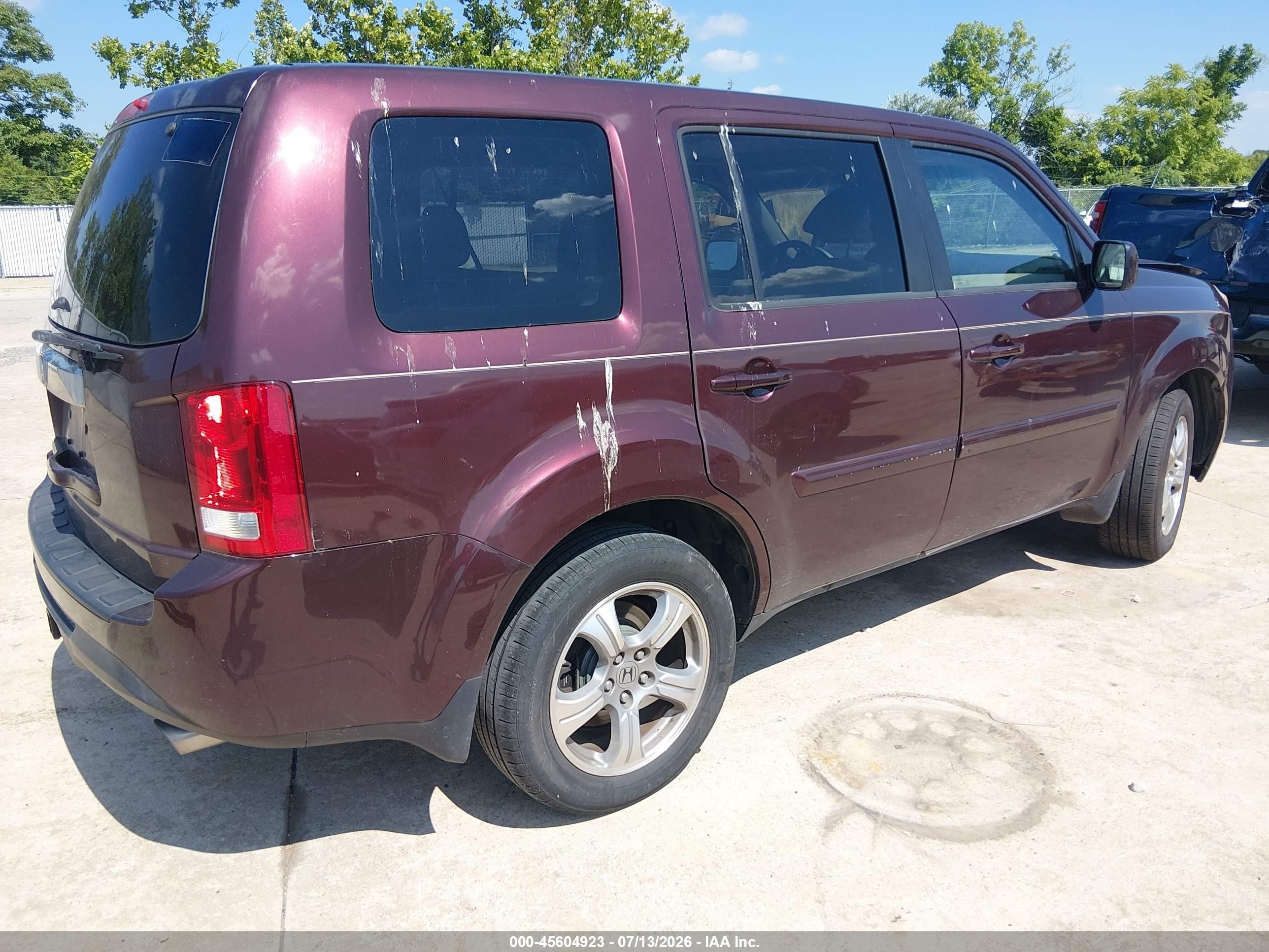 2014 Honda Pilot Ex-l Burgundy vin: 5FNYF3H51EB001640