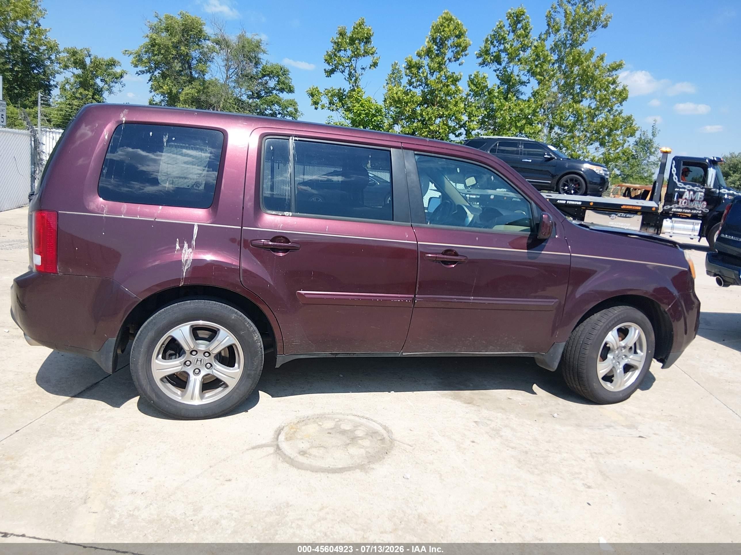 2014 Honda Pilot Ex-l Burgundy vin: 5FNYF3H51EB001640