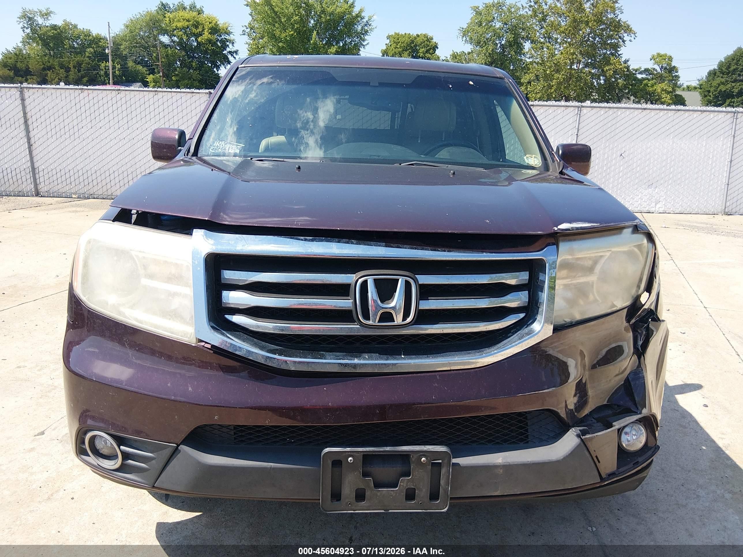 2014 Honda Pilot Ex-l Burgundy vin: 5FNYF3H51EB001640