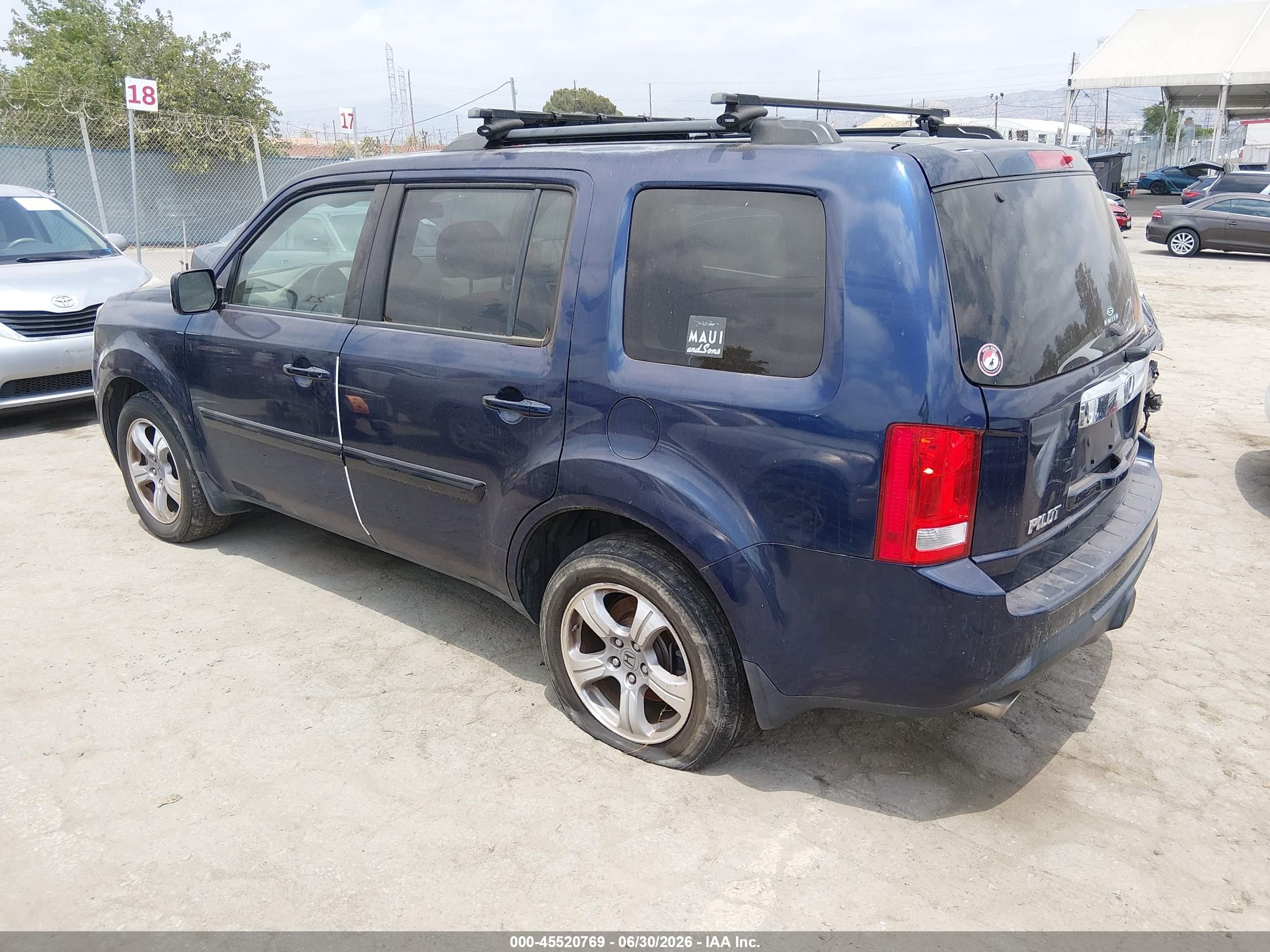 2014 Honda Pilot Exl Blue vin: 5FNYF3H51EB013819