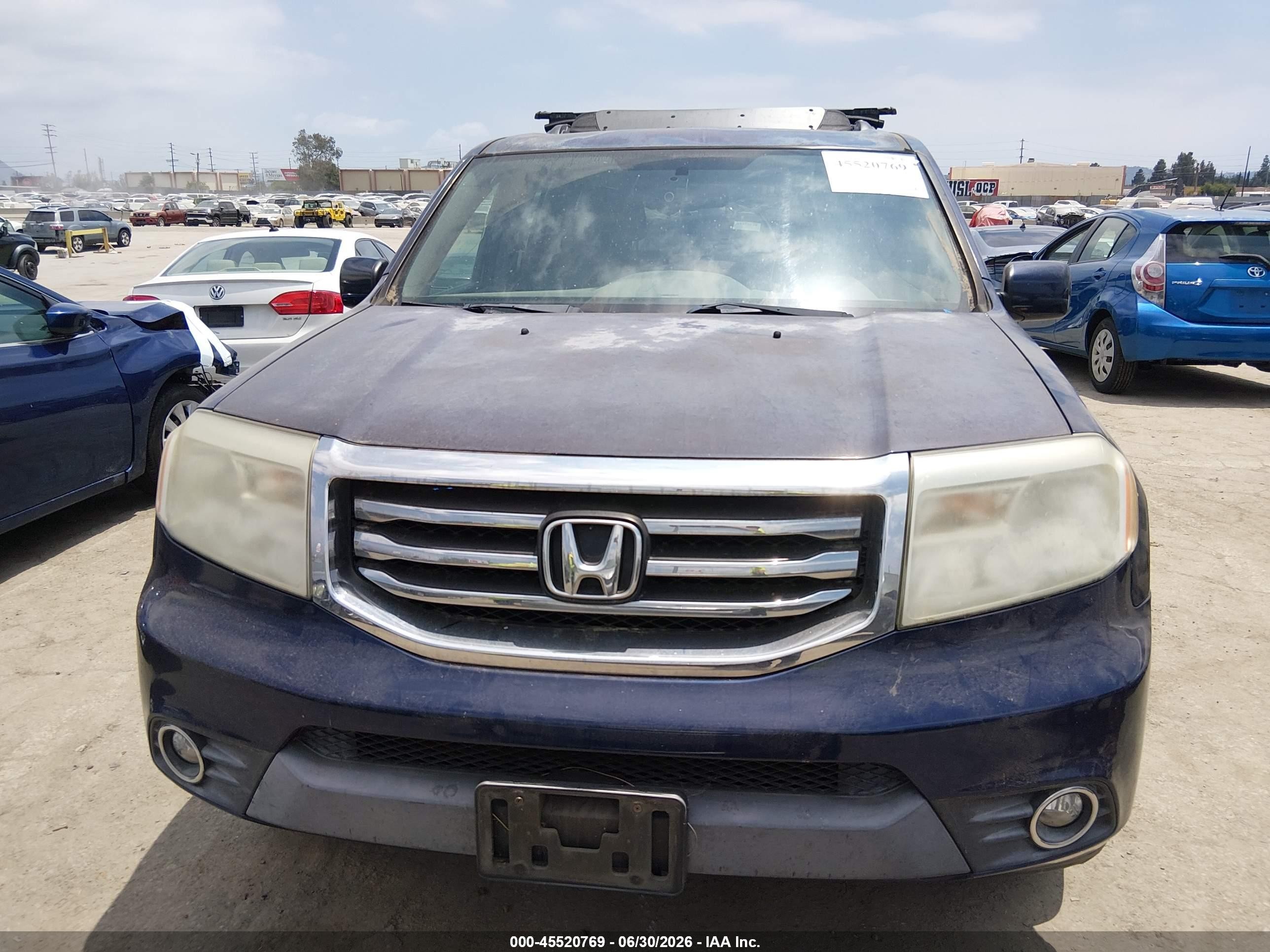 2014 Honda Pilot Exl Blue vin: 5FNYF3H51EB013819