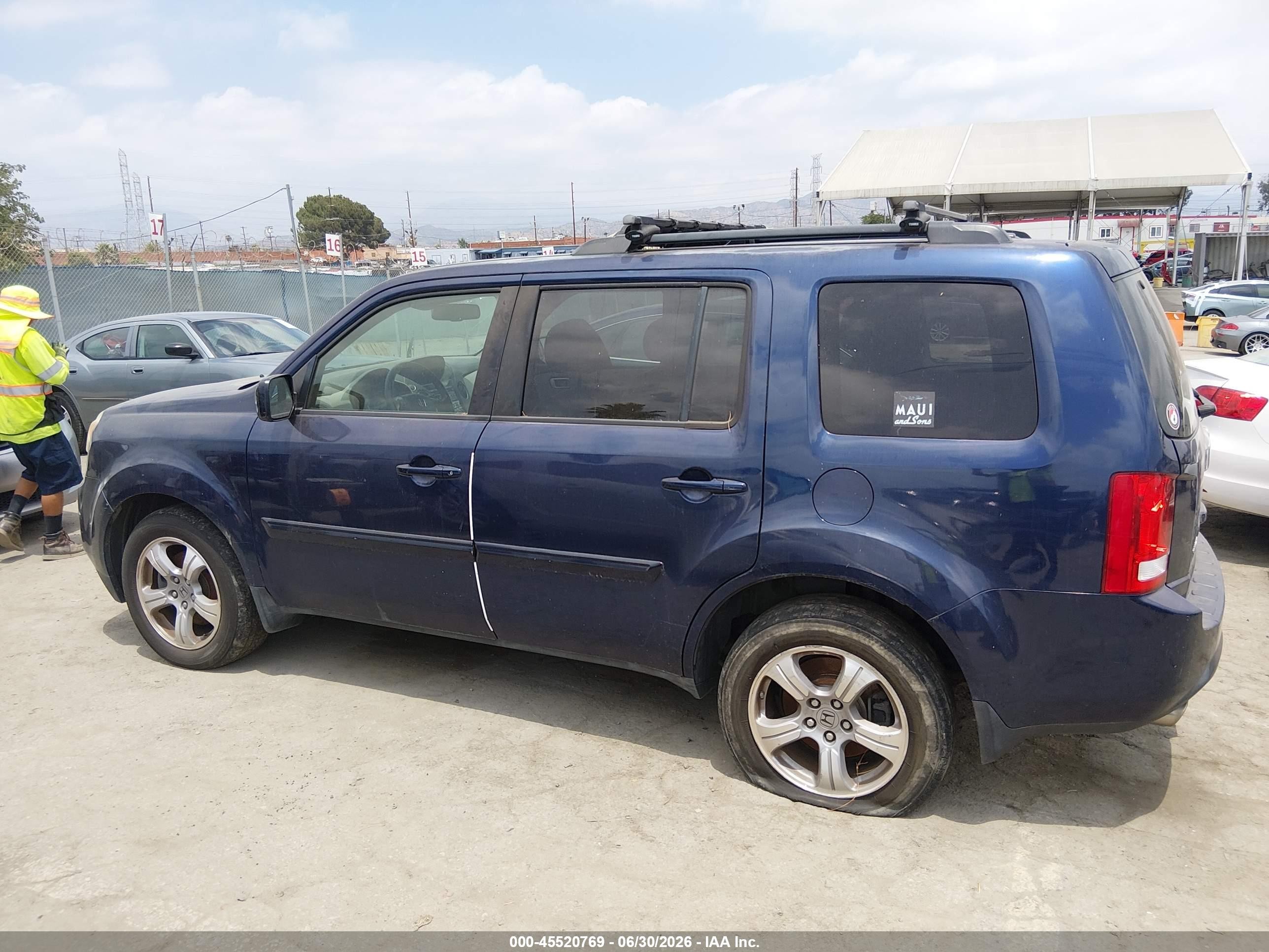 2014 Honda Pilot Exl Blue vin: 5FNYF3H51EB013819