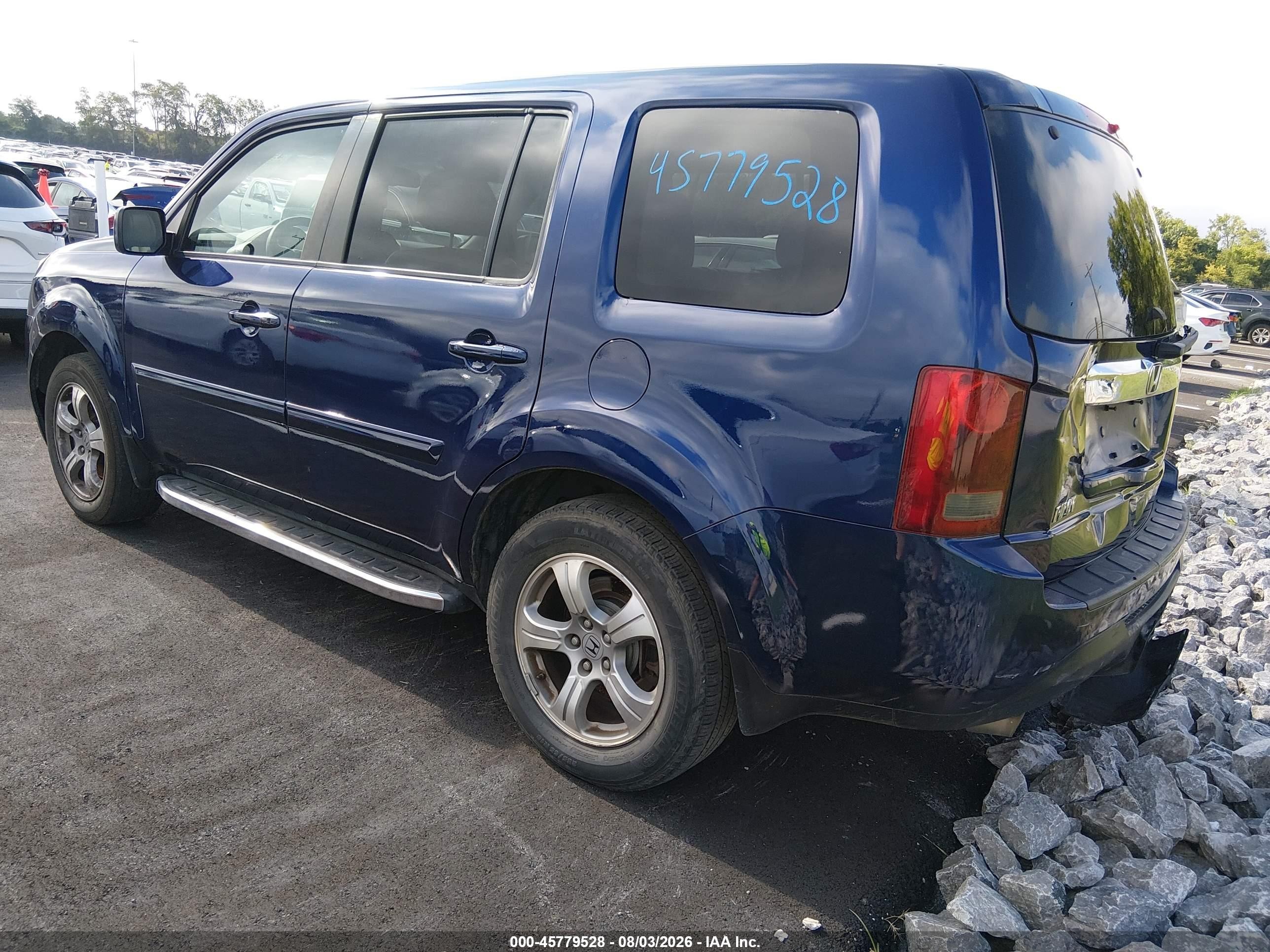2013 Honda Pilot Ex-l Blue vin: 5FNYF3H52DB005260