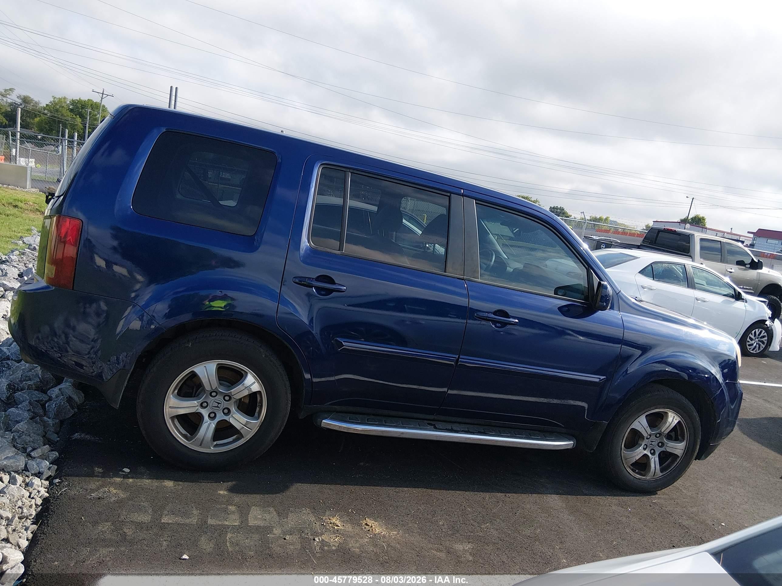 2013 Honda Pilot Ex-l Blue vin: 5FNYF3H52DB005260