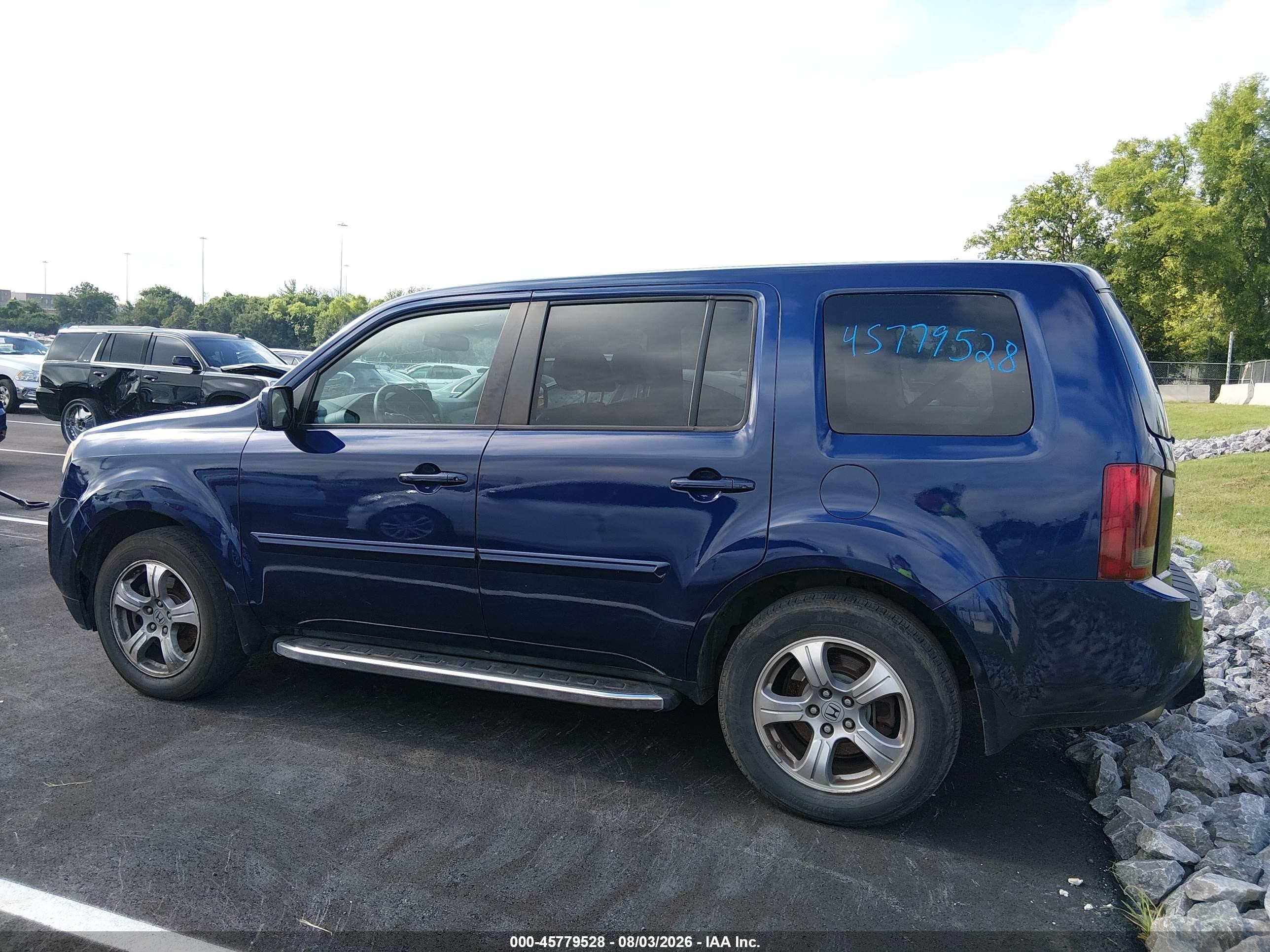 2013 Honda Pilot Ex-l Blue vin: 5FNYF3H52DB005260