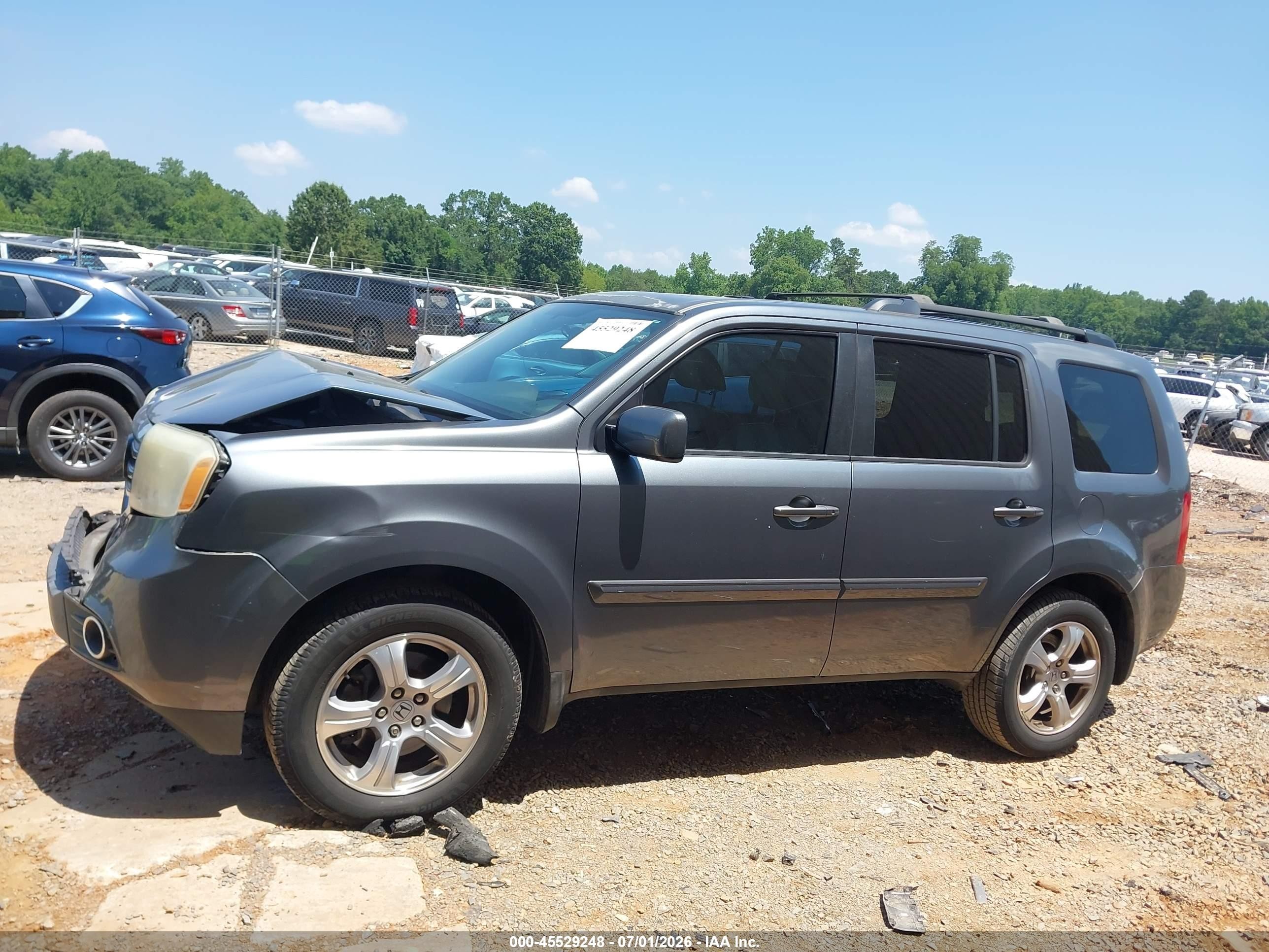 2013 Honda Pilot Ex-l Gray vin: 5FNYF3H52DB017067