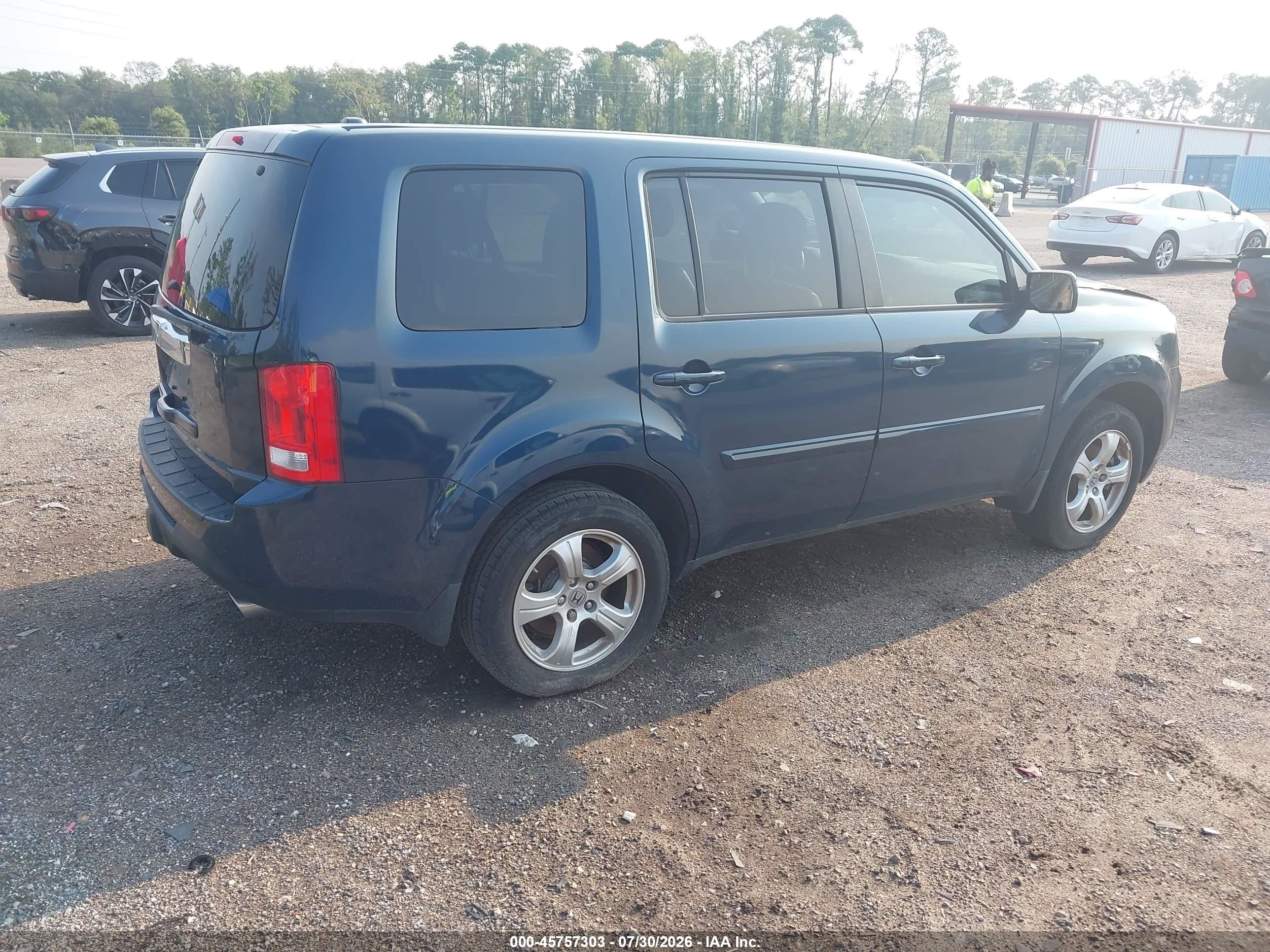 2013 Honda Pilot Ex-l Blue vin: 5FNYF3H52DB017845