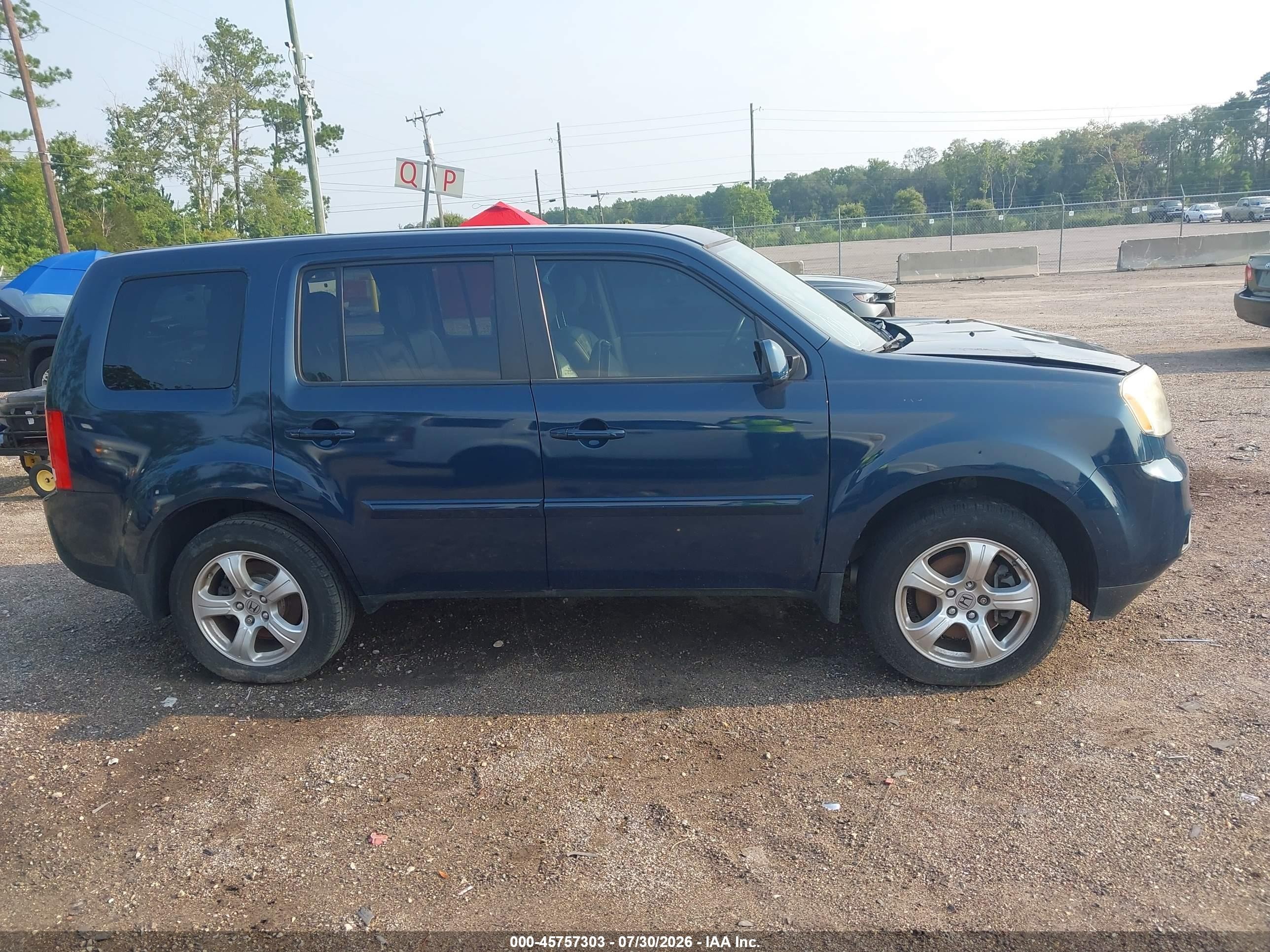 2013 Honda Pilot Ex-l Blue vin: 5FNYF3H52DB017845