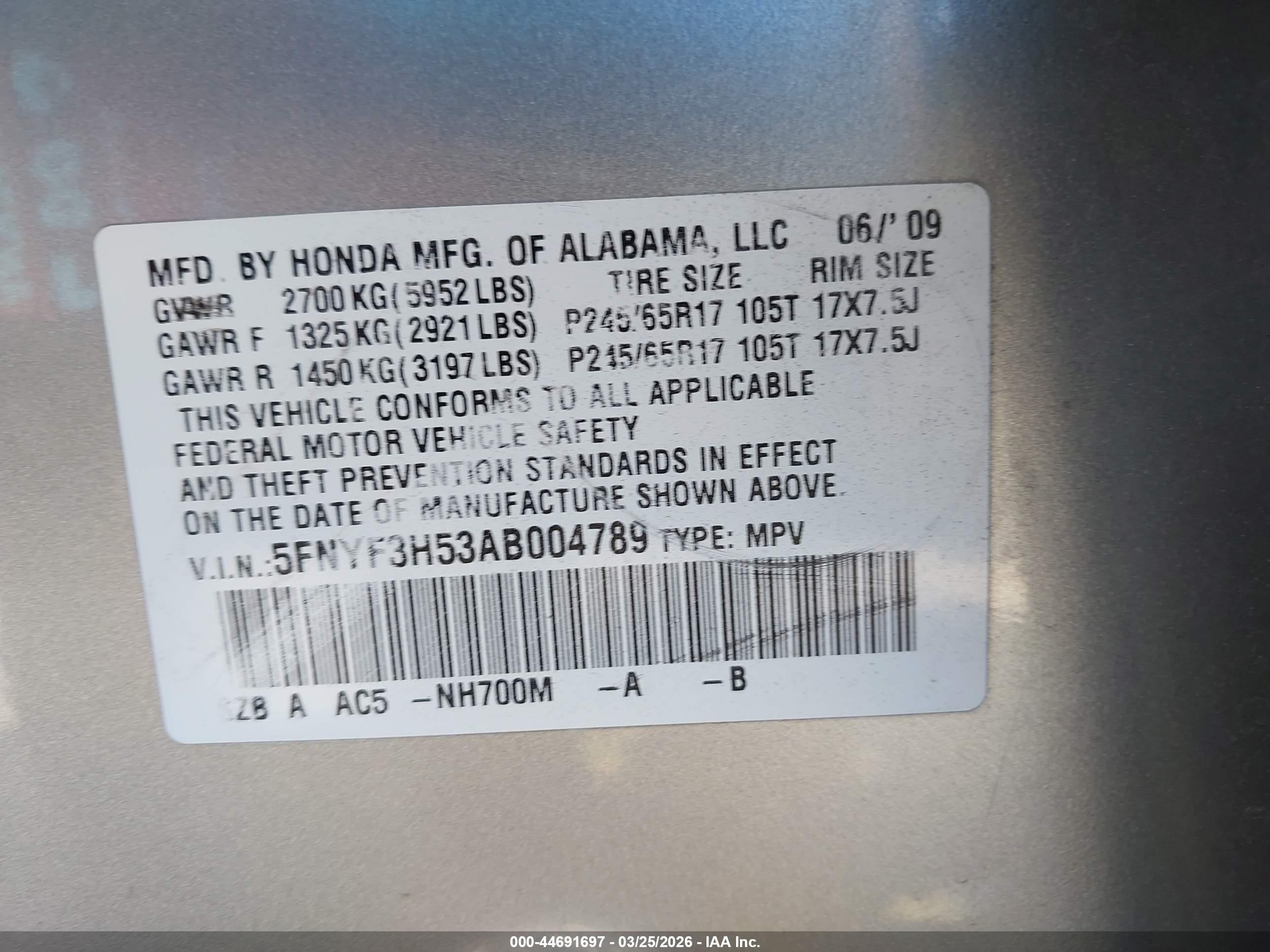 2010 Honda Pilot Ex-l Silver vin: 5FNYF3H53AB004789