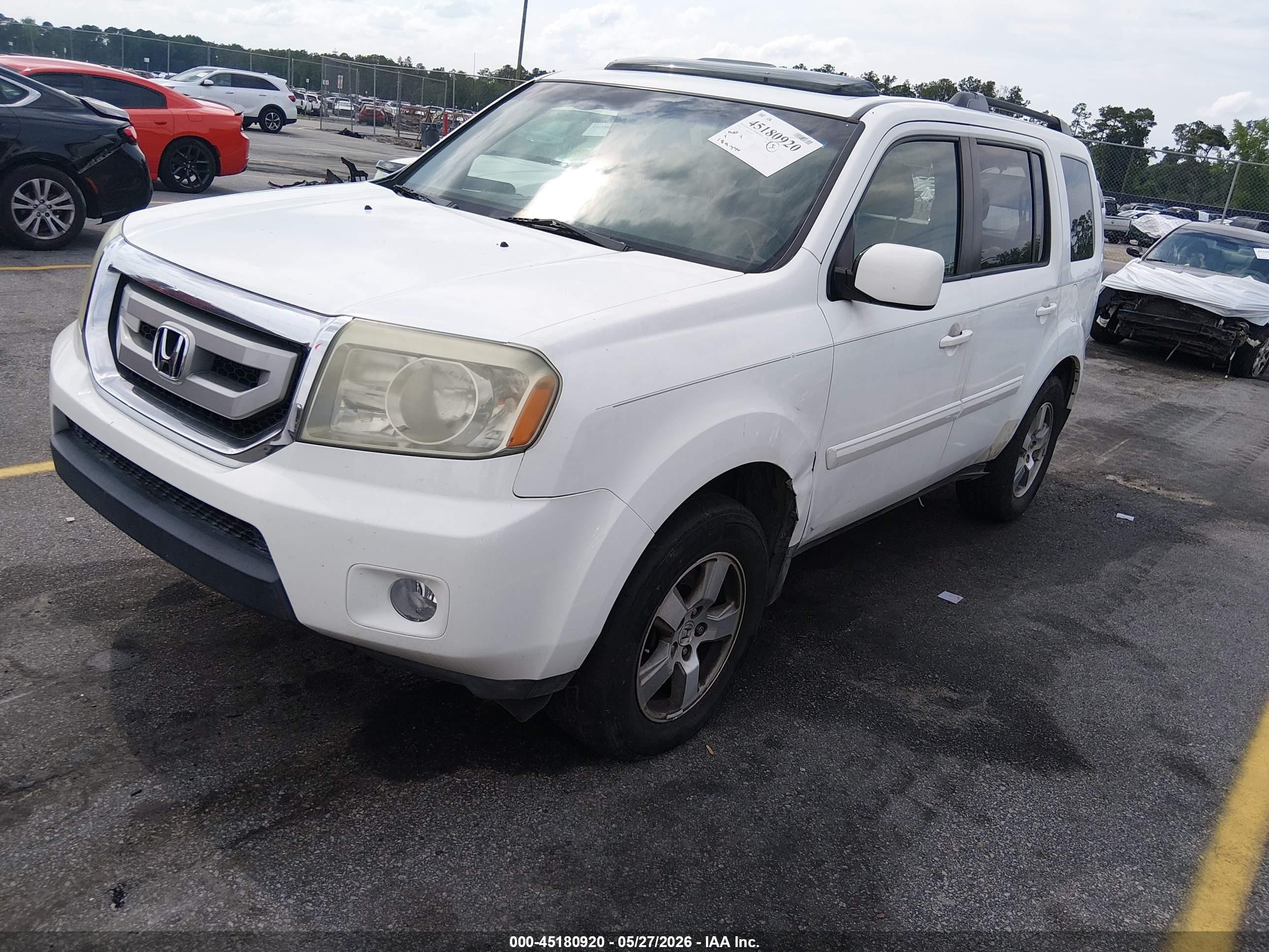 2010 Honda Pilot Ex-l White vin: 5FNYF3H53AB011225