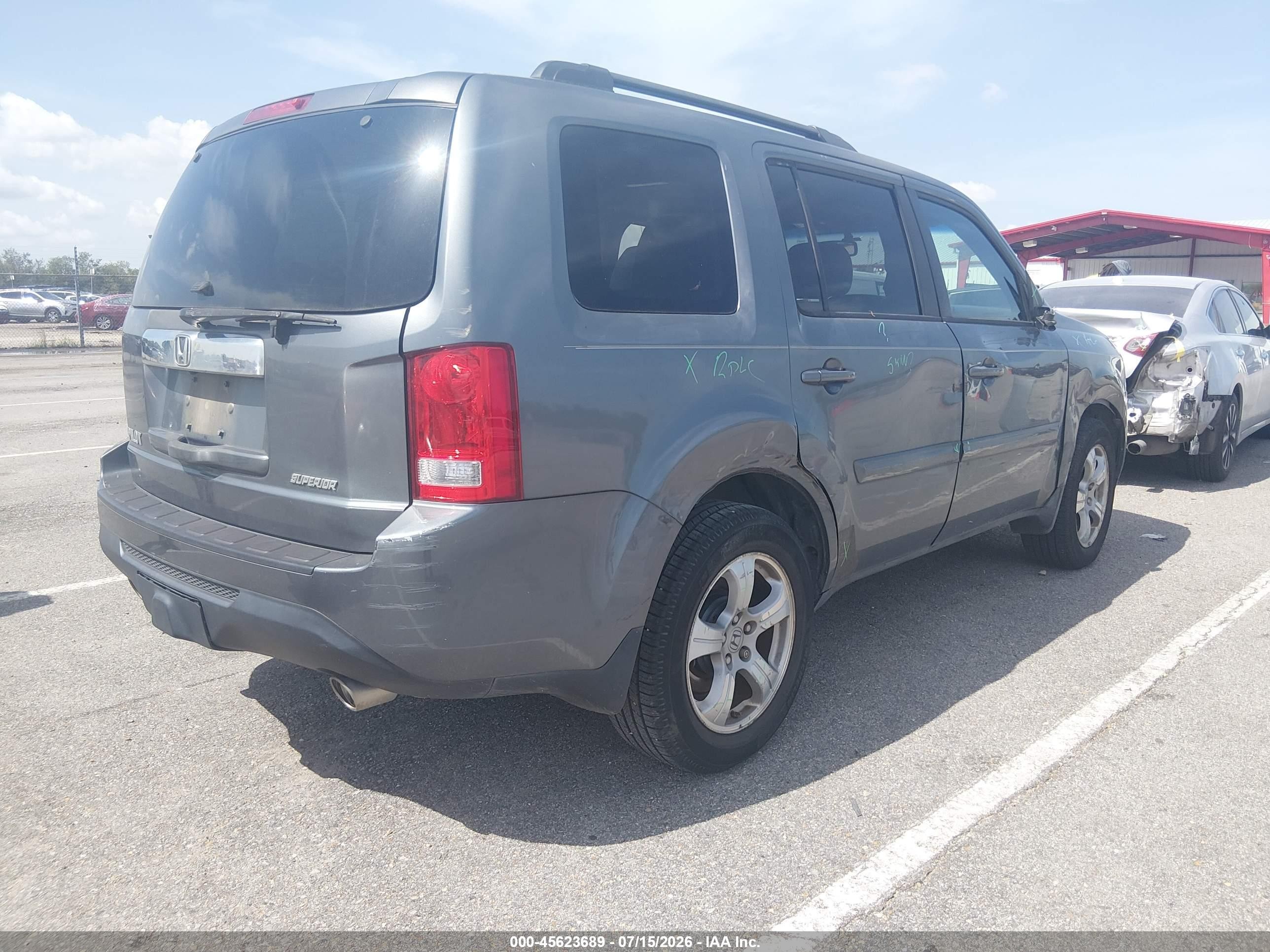 2013 Honda Pilot Ex-l Gray vin: 5FNYF3H53DB011634
