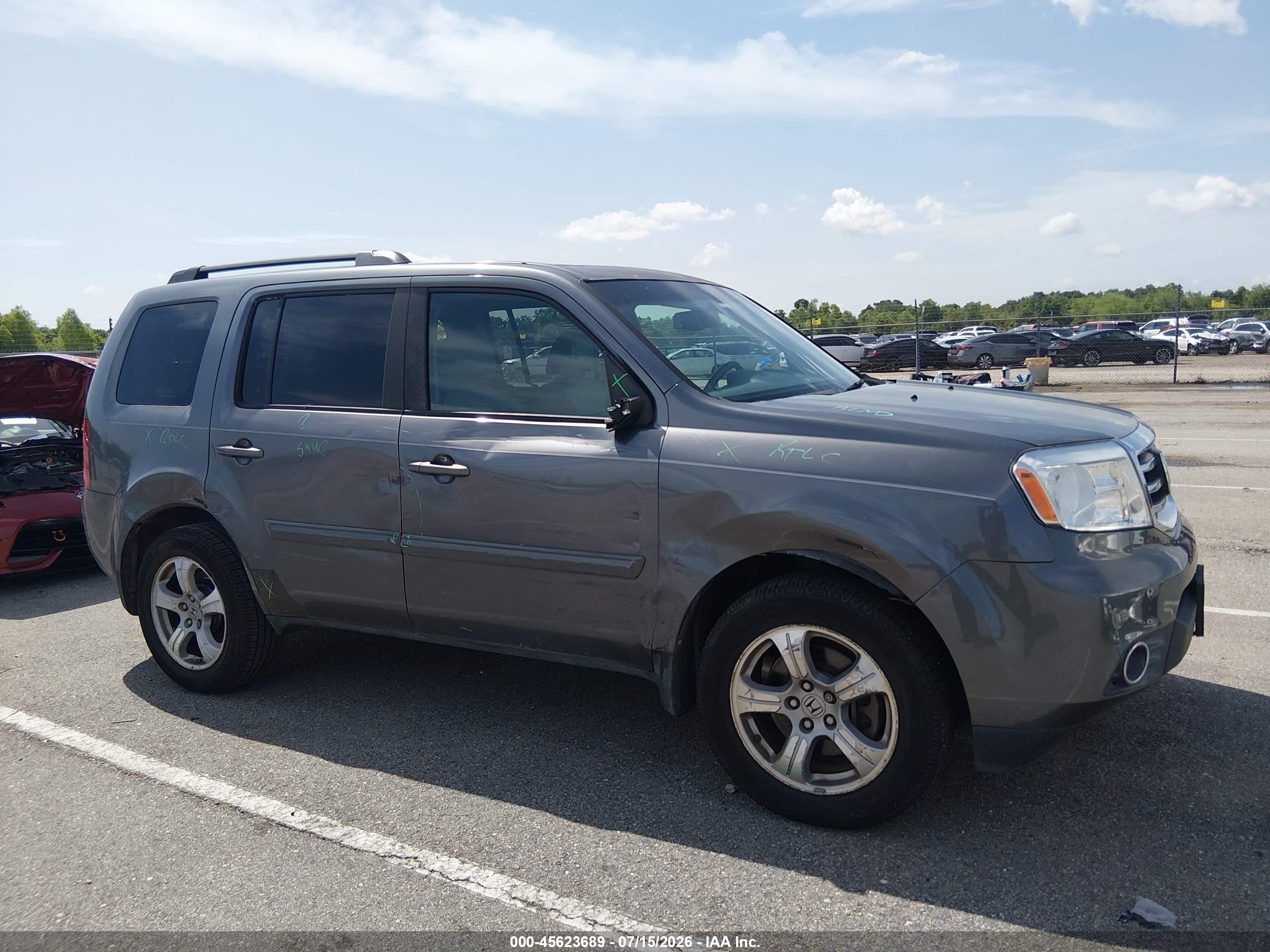 2013 Honda Pilot Ex-l Gray vin: 5FNYF3H53DB011634