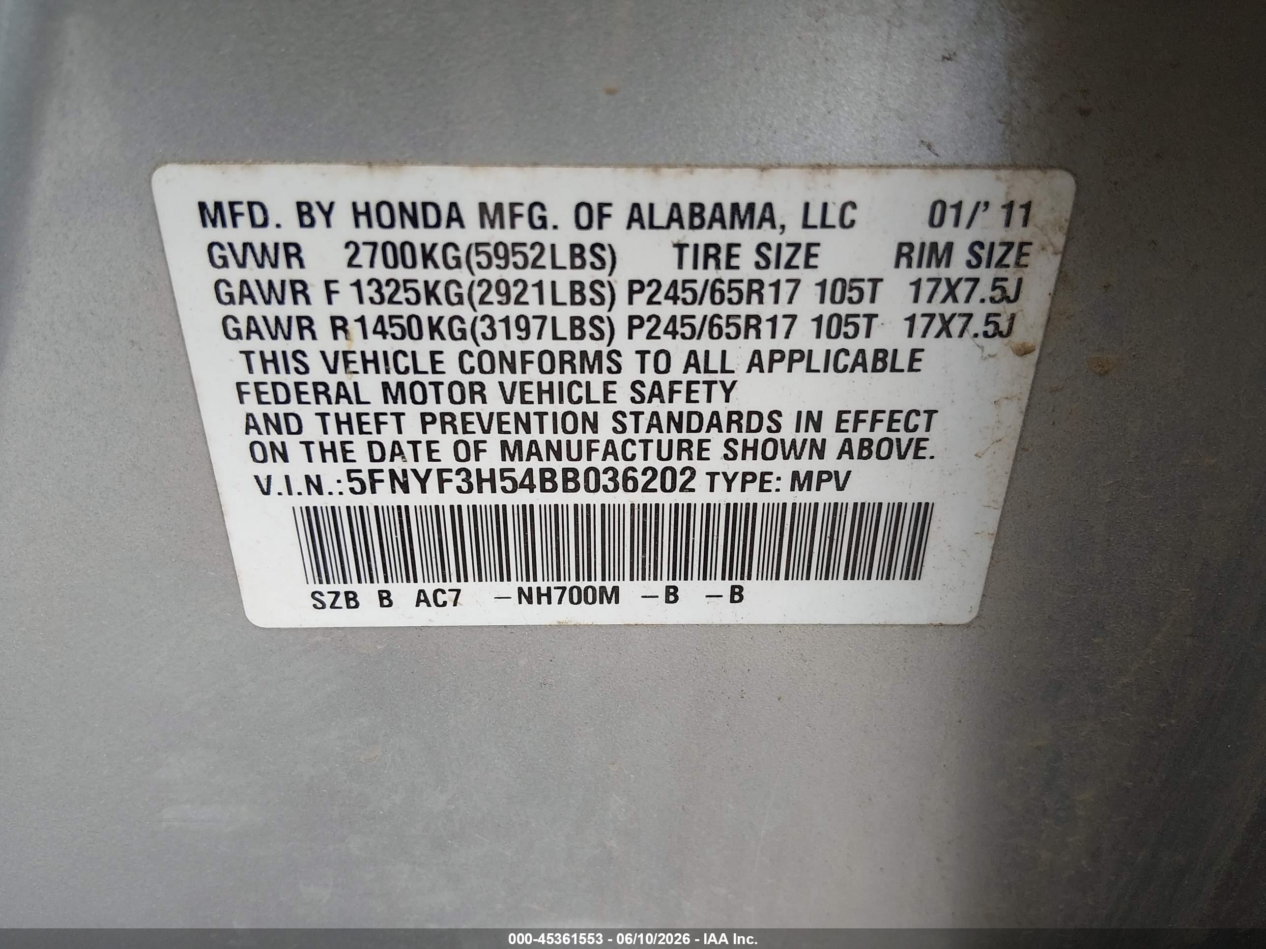 2011 Honda Pilot Ex-l Серебряный vin: 5FNYF3H54BB036202