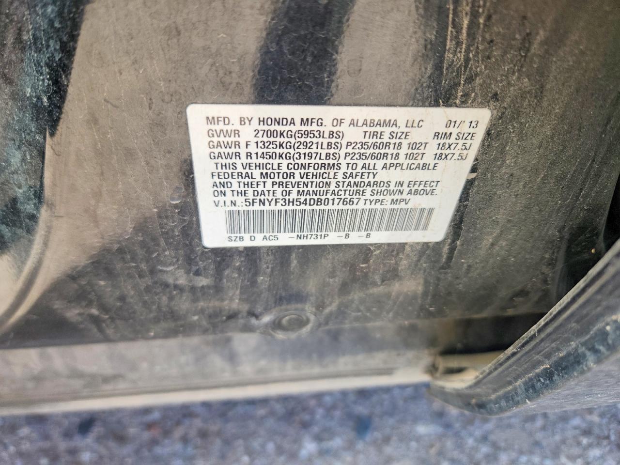 2013 Honda Pilot Exl Black vin: 5FNYF3H54DB017667