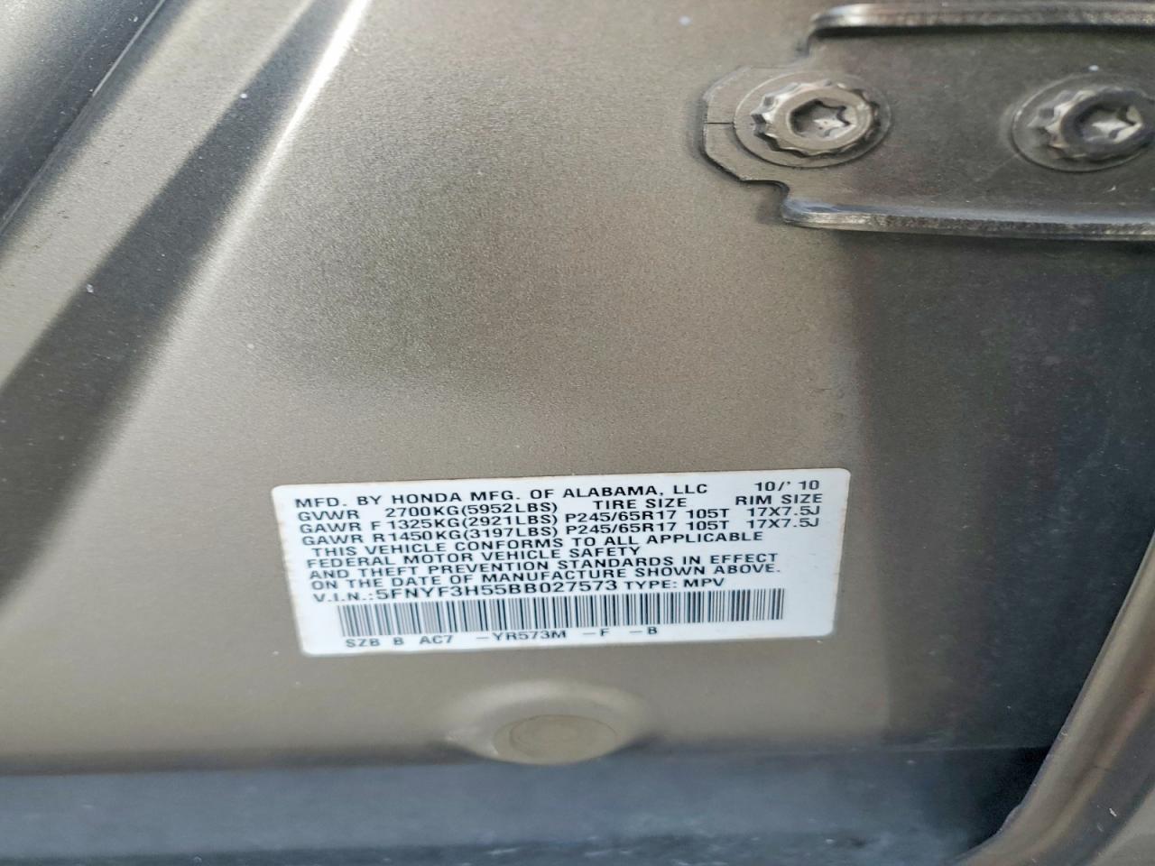 2011 Honda Pilot Exl Золотой vin: 5FNYF3H55BB027573