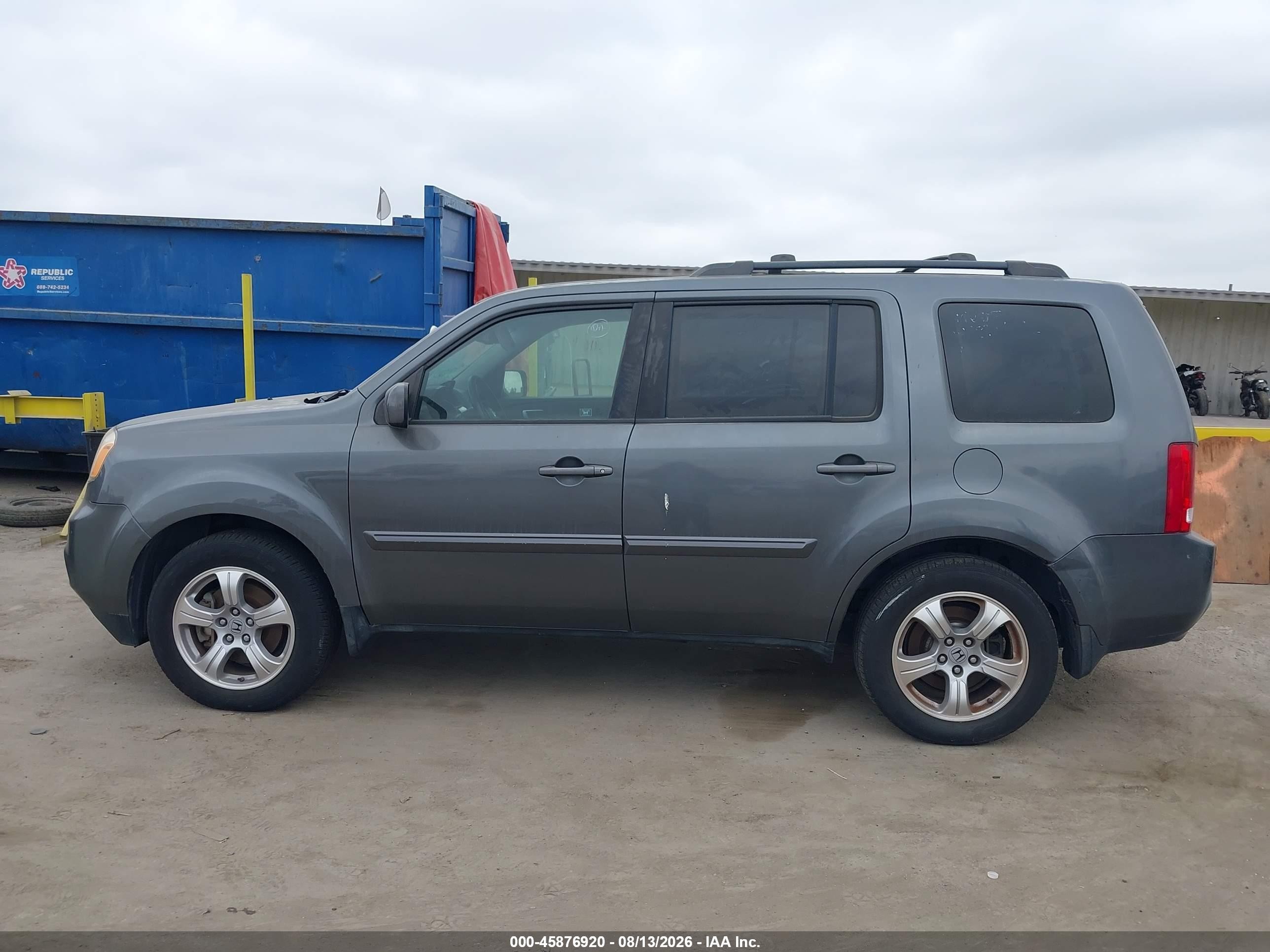 2012 Honda Pilot Ex-l Gray vin: 5FNYF3H55CB038445